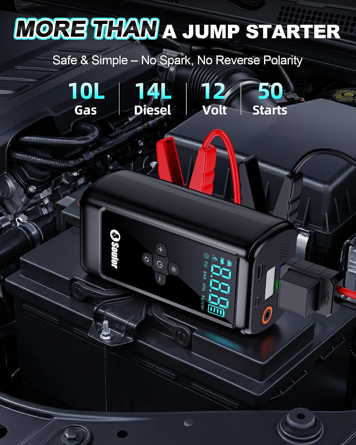 Jump Starter with Air Compressor 6000A Car Battery Jumper Starter Portable