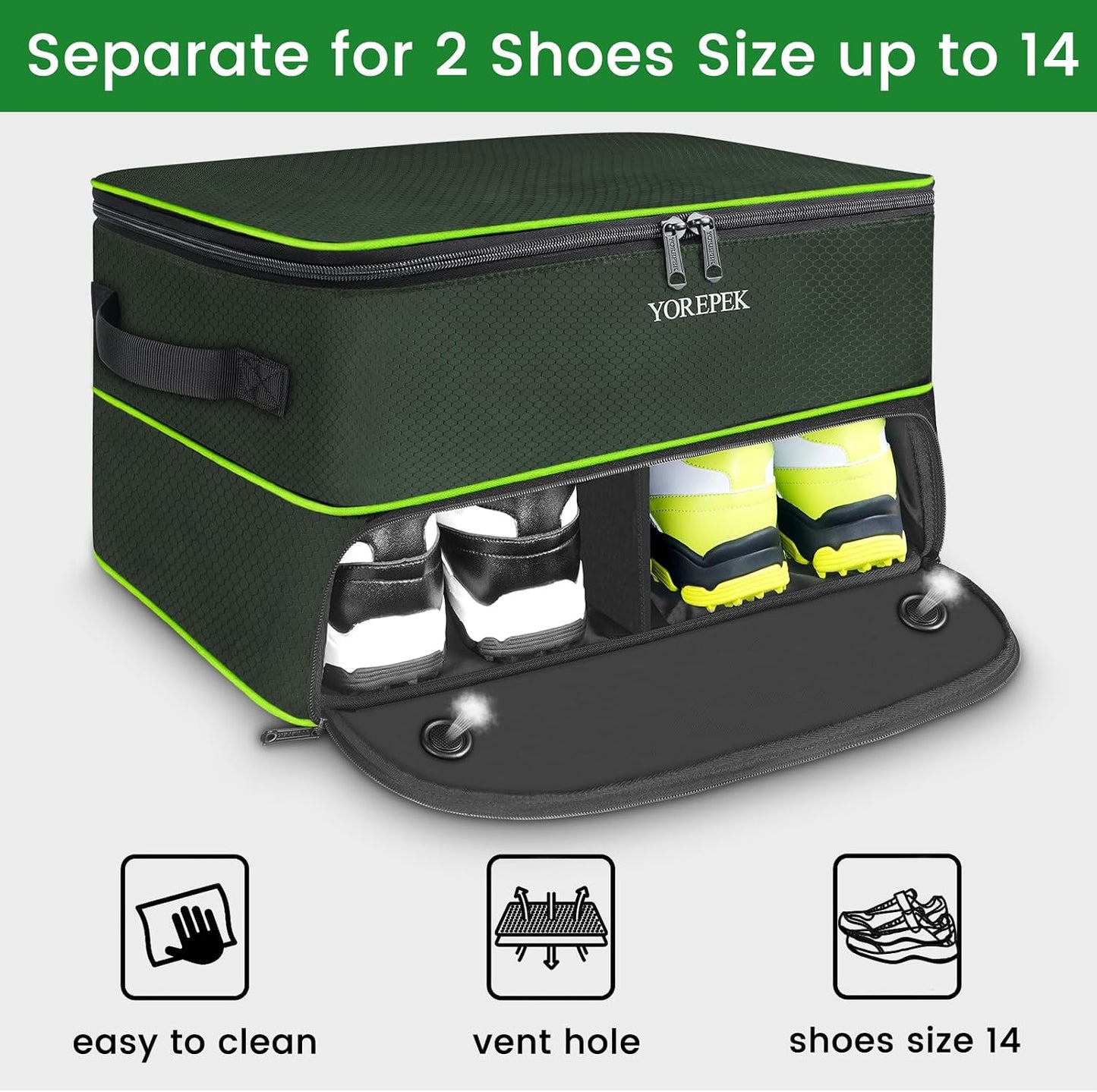 YOREPEK 2 Layer Golf Trunk Organizer, Golf Gifts for Men with Separate Ventilated Compartment for 2 Pair Shoes, Waterproof Car Trunk Locker for Balls, Tees, Clothes, Gloves, Gifts for Golfers