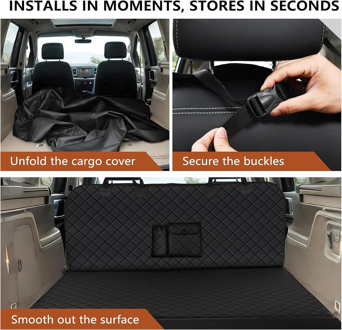 fidozen Universal SUV Cargo Liner, Waterproof Non-Slip Dog Trunk Mat, Black