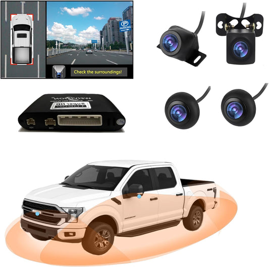 HD 360°Bird's Eye View Camera Record System, Panoramic Image, Surrounding Checking,1080P AHD Front Rear, Left Right Dash Cam, No Blind Sport, Super Night Vision for Car SUV Pickup Jeep