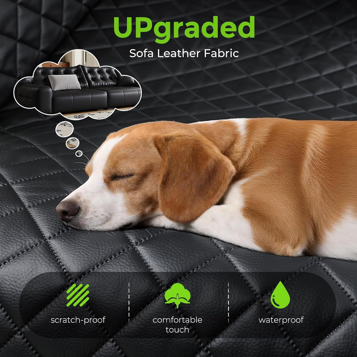 SUV Cargo Liner for Dogs, Upgraded Scratch-proof Leather 14.17" Heightened Side Flaps, 53.15" x40.55" Waterproof Non-Slip Trunk Liner with Bumper Flap, Universal Fit for SUVs Sedans Vans 3-Row SUV