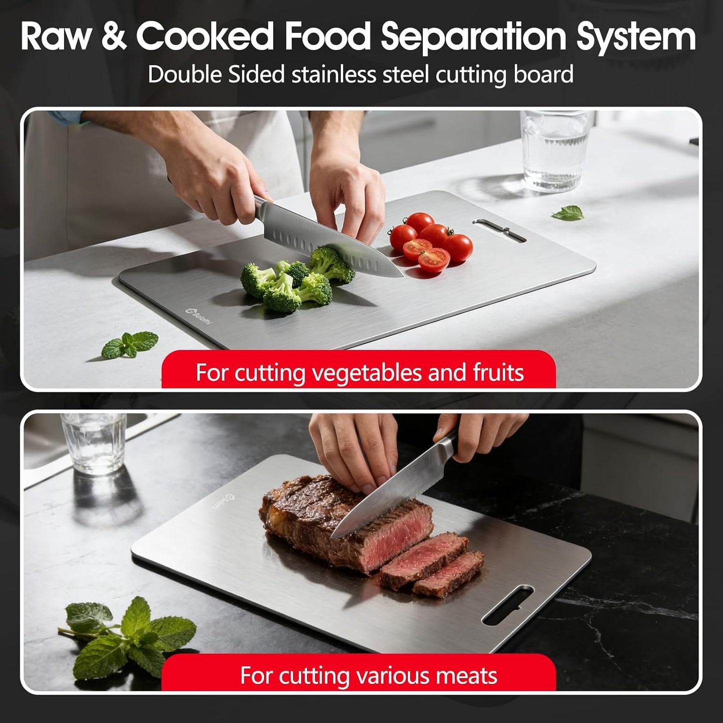 7-in-1 Stainless Steel Grill Prep Trays & Carry System, Large Lidded Marinating Containers with Cutting Board & 2 Food Storage Containers with Lids, Stackable BBQ Grill Accessories for Outdoor Cooking