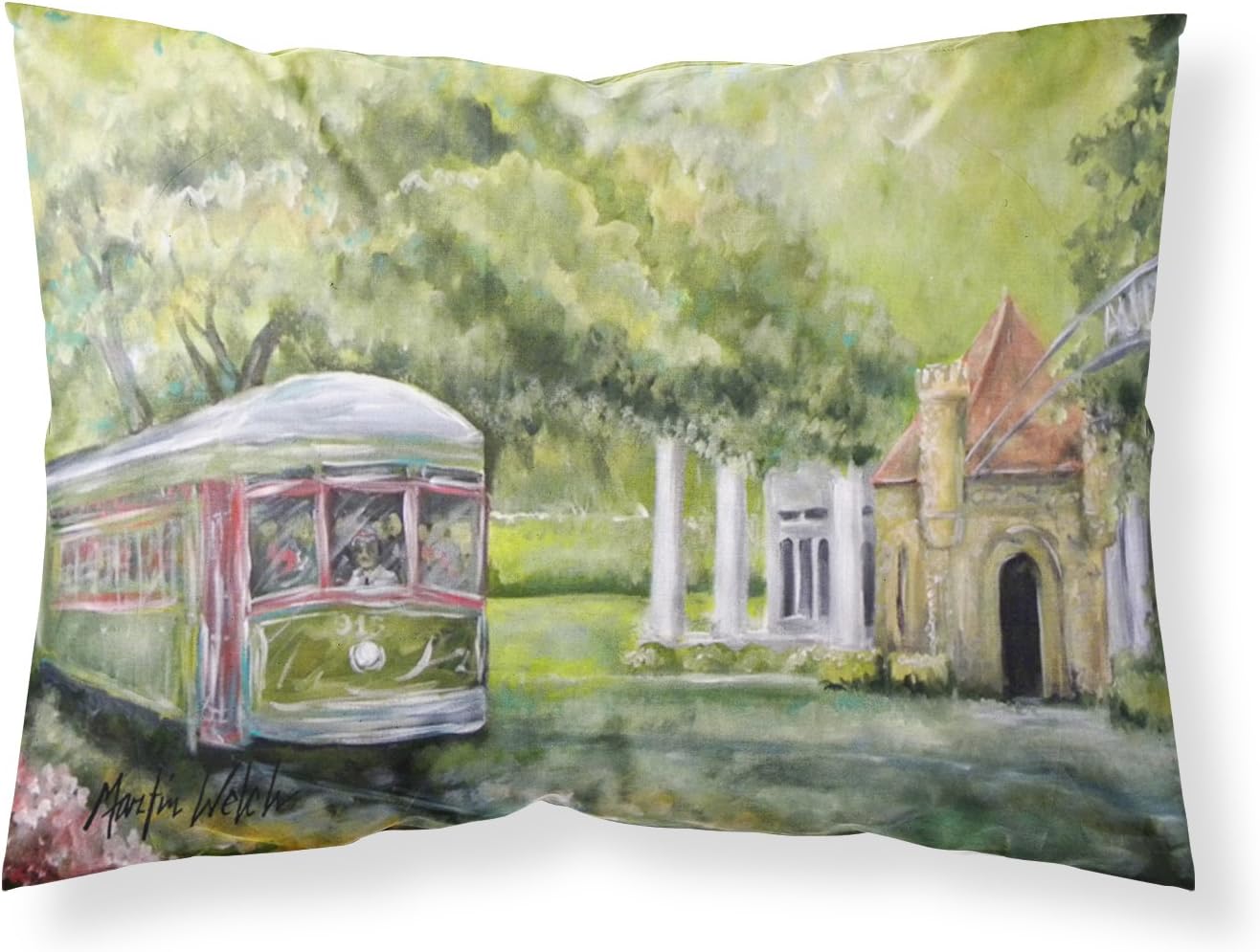 Caroline's Treasures MW1091PILLOWCASE Streetcar Next Stop Audubon Park Fabric Standard Pillowcase Lightweight Super Soft Easy Care Decorative Artwork Pillowcase, Standard