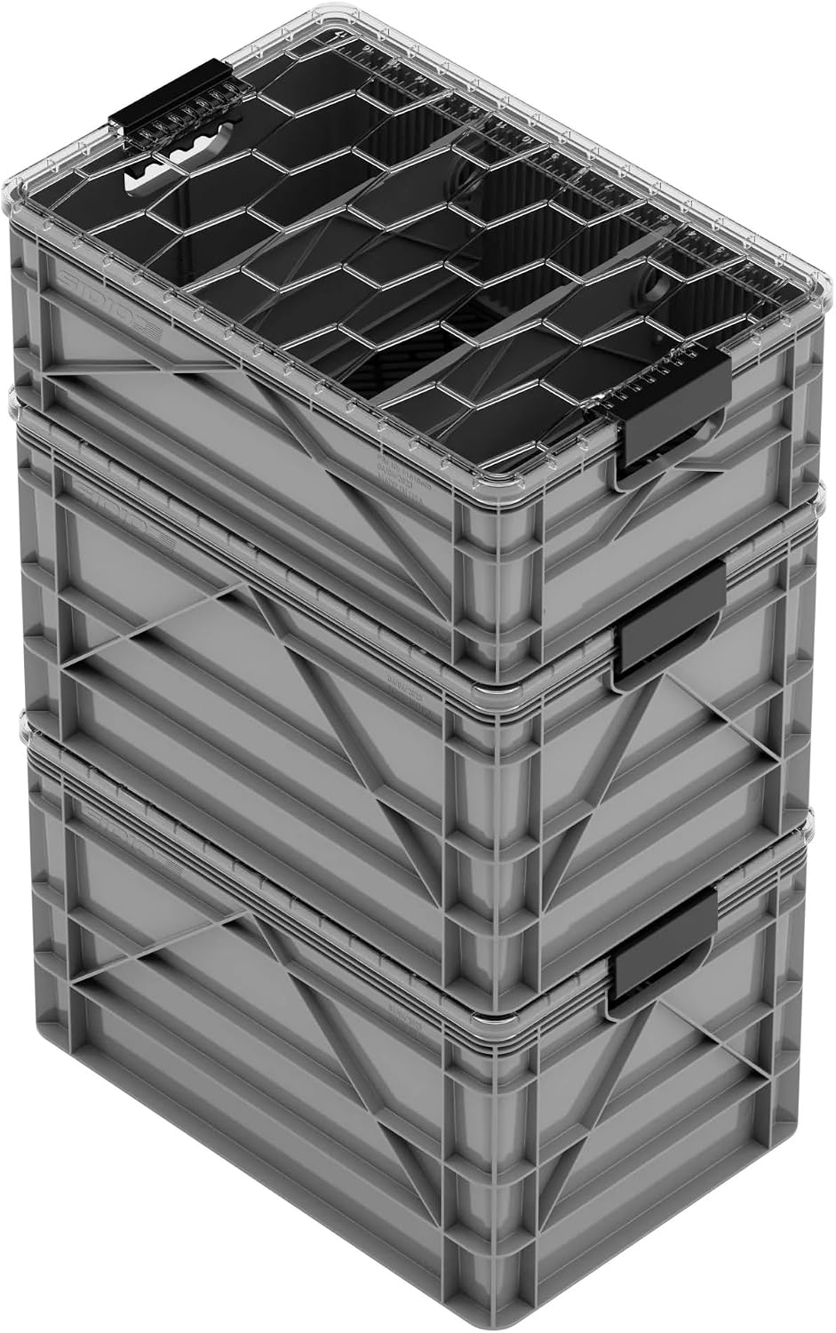 SIDIO Pro Pack, HD Stackable Storage Bins with Lids & Dividers, Tan