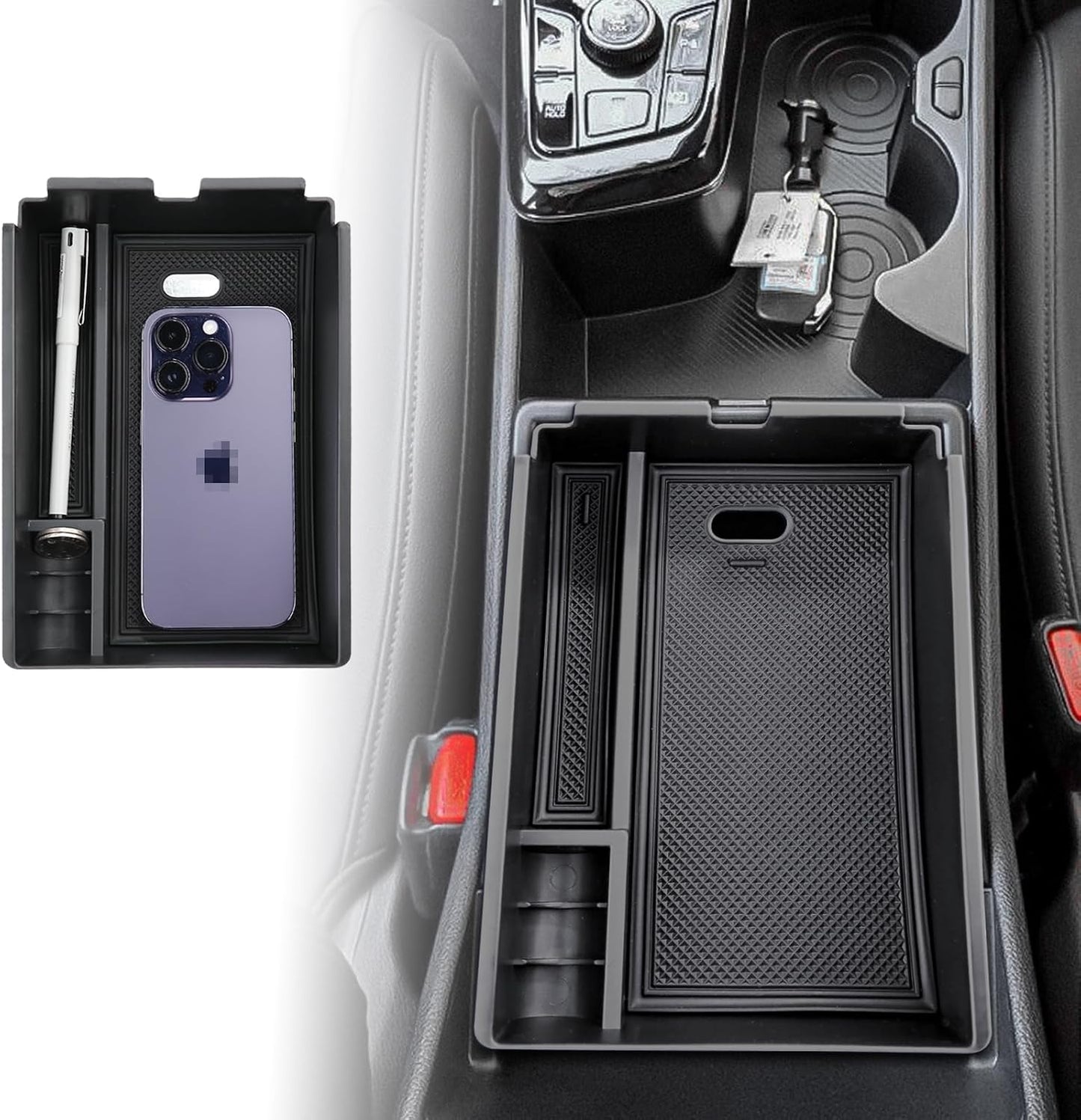 Compatible with Kia Sportage 2026 2025 2024 2023 Accessories NQ5 Car Interior Center Console Organizer Armrest Storage Box Armrest Cover Insert Tray -Black
