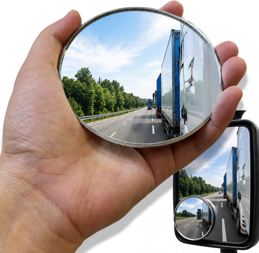 2 PCS 3.75 Inch Convex Blind Spot Mirror for Truck - Adhesive Wide Angle Rear View Spot Mirror, Heavy Duty Universal Side Mirror Accessories for Truck Car SUV(95mm)