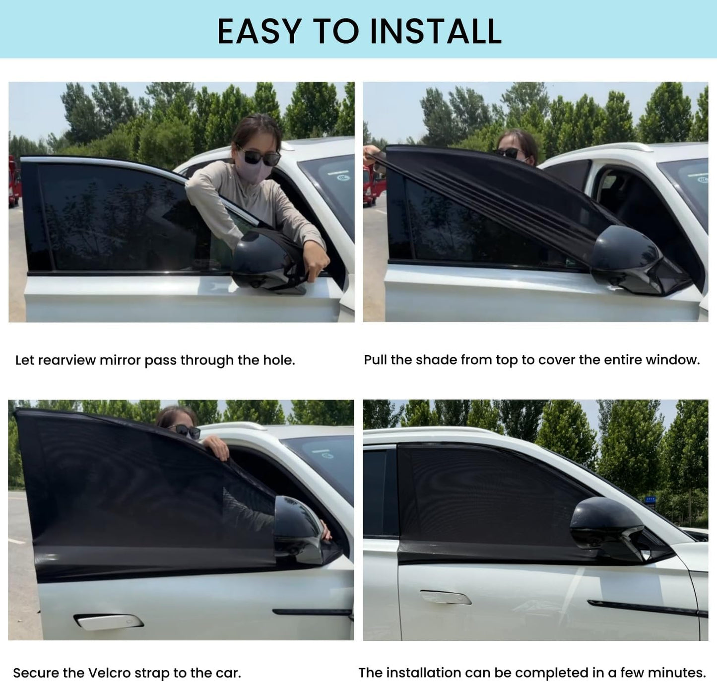 2pcs Car Front Window Screen Mesh, Suitable for Camping, Travel, UV-Protection, Breathable Mesh Car Window Sunshade for SUV Cars