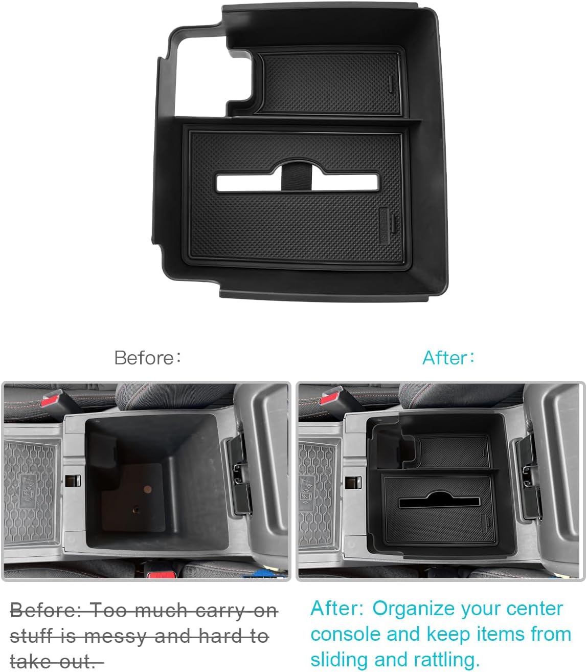 CDEFG Center Console Organizer Tray for 2022-2025 2026 Nissan Frontier with Tissue Slot, 2025 2026 Frontier Truck Accessories Middle Console Organizer Armrest Storage Box with Elastic Band