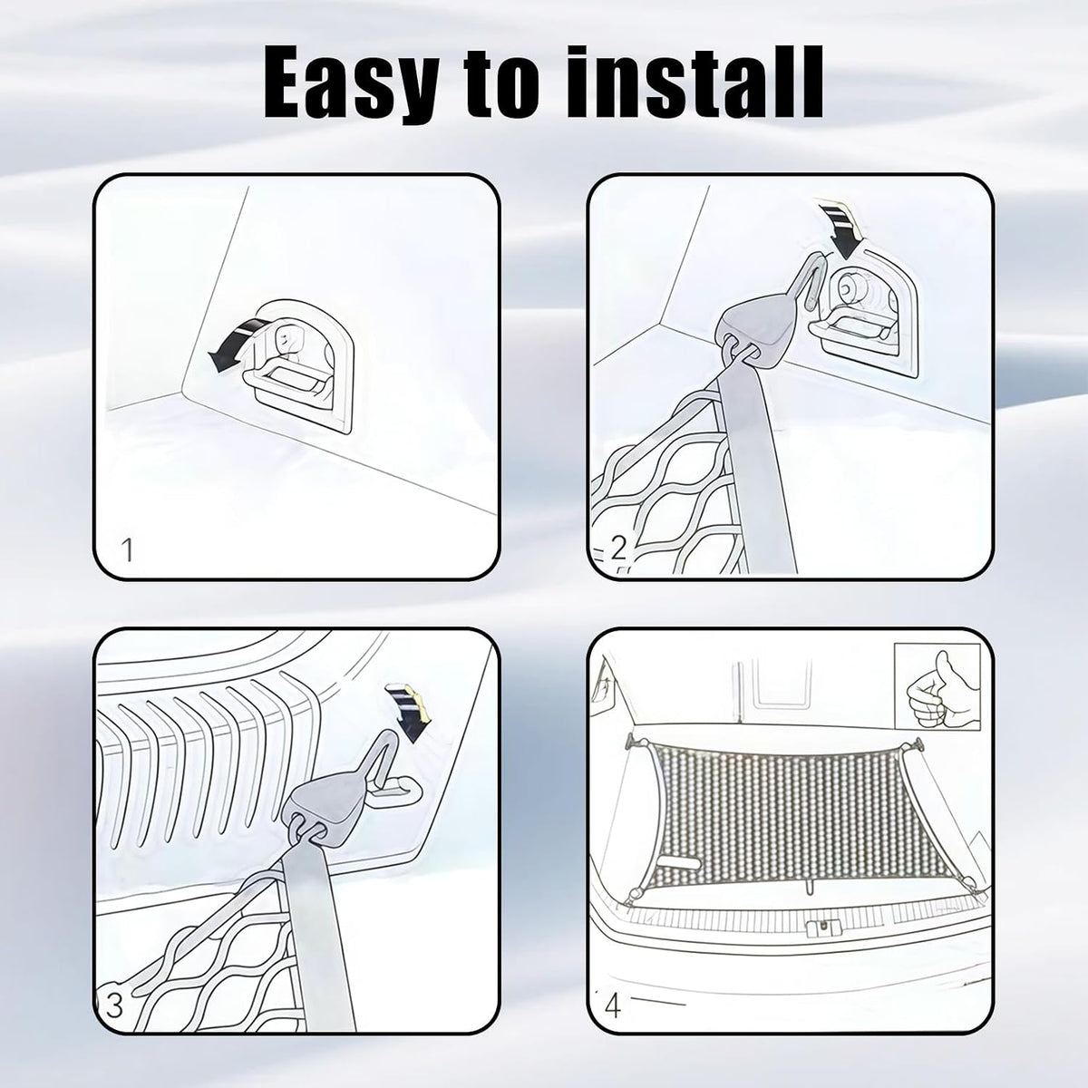 Highly Elastic Cargo Net, Truck Bed Netting for Cargo with 4 Net Hooks