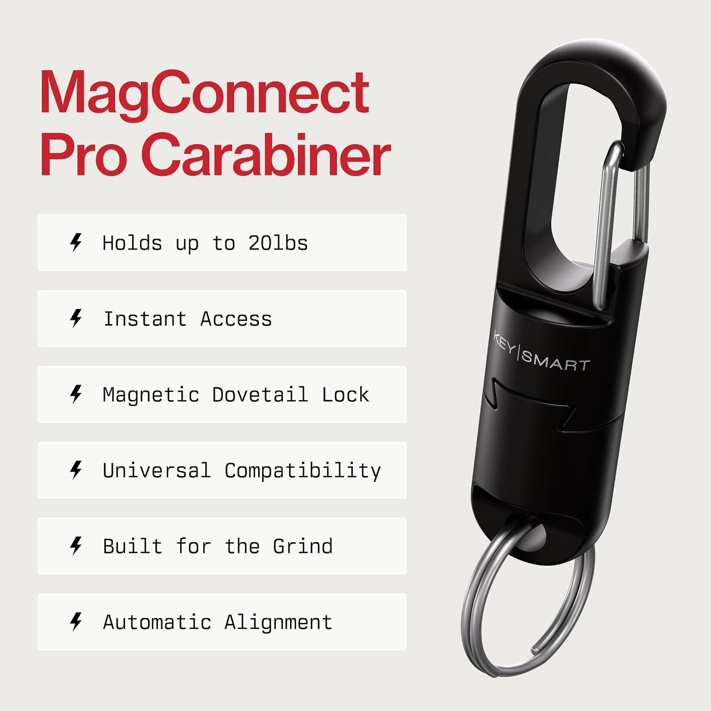 KeySmart MagConnect Pro Magnetic Key Holder for Purse, Key Chains for Car Keys - Detachable Key Ring Quick Release Keychain