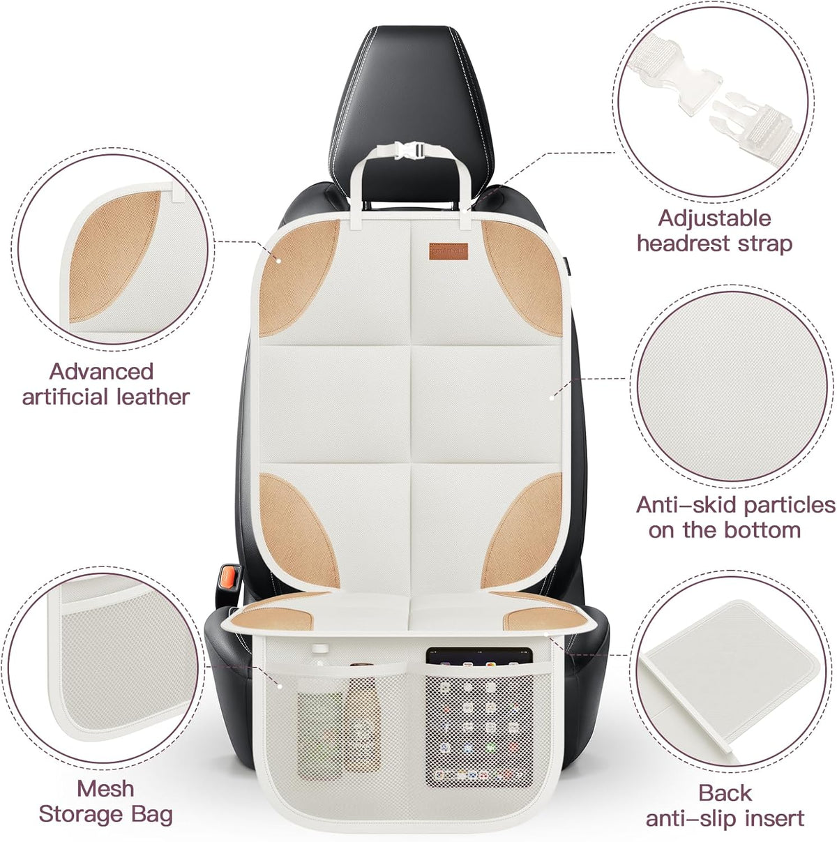 SMART ELF 2 Pack in Gift Box Car Seat Protector (Beige Brown)