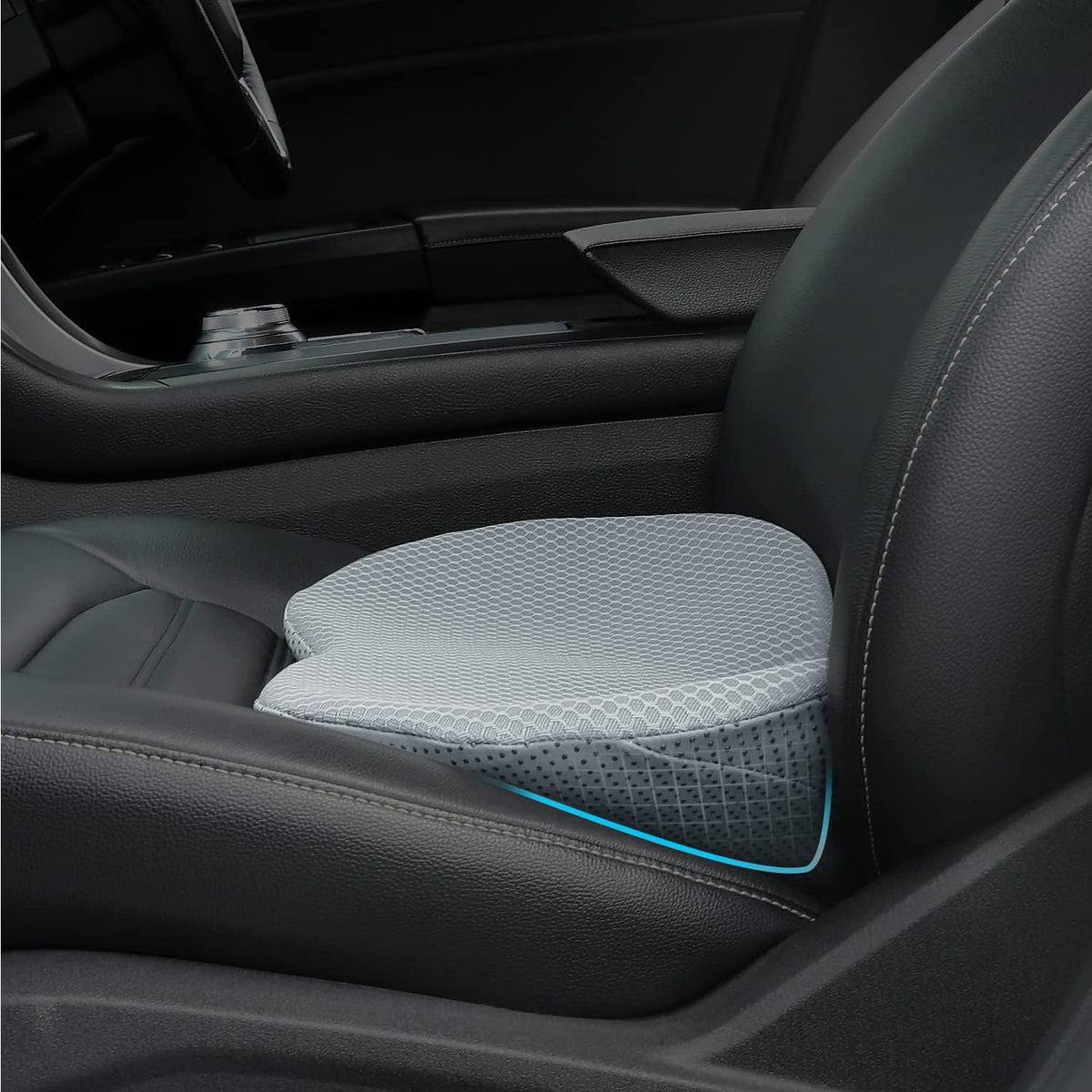 Car Seat Cushion, Memory Foam Seat Pad for Sciatica and Lower Back Pain Relief, Seat Cushion for Car Seat Driver (Gray)