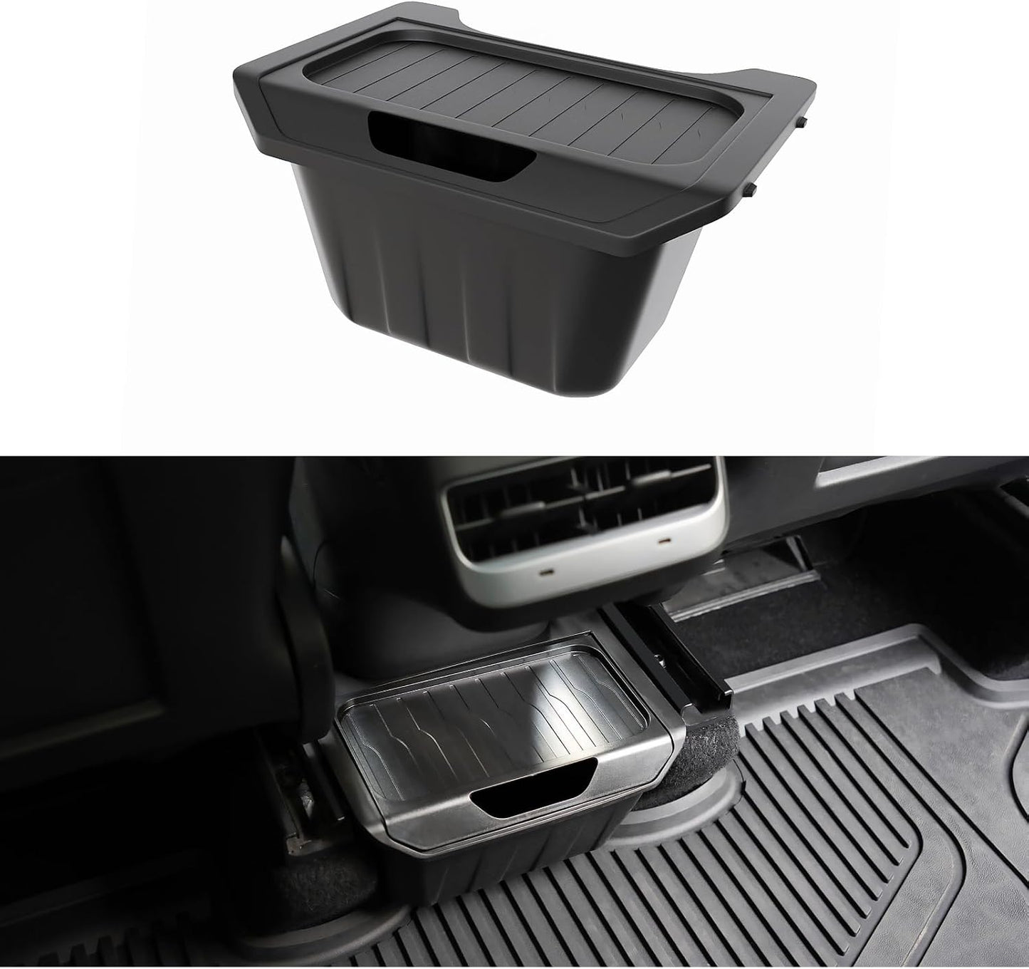 Rear Center Console Organizer for Tesla Model Y, 2024 Upgraded Anti-Slip Lid Cover, Car Trash Can for Tesla Model Y Accessories
