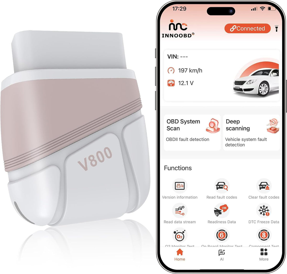 OBD2 Scanner Reader for iOS & Android, Blue Driver OBD2 Scanner with AI Analysis, Fast 4-System Scan, No Subscription, ENG/AT/ABS/SRS Full System Code Reader, for Emissions & Repairs