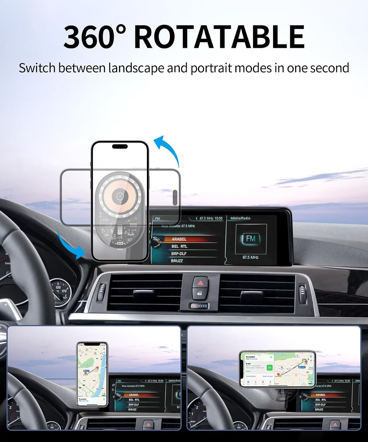 Wireless Charger Car Phone Mount for BMW 3-Series 2012-2018, 2-Series 14-21