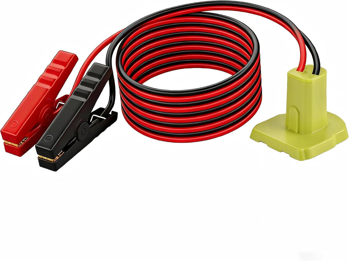 Jumper Cables Compatible with Ryobi 18V Battery Jumper Starter, 8AWG 2FT Booster Cable with Adapter Alligator Clip, 392°F/200℃ Heat Resistant Silicone Wire for Jump Starting Cars and RVs