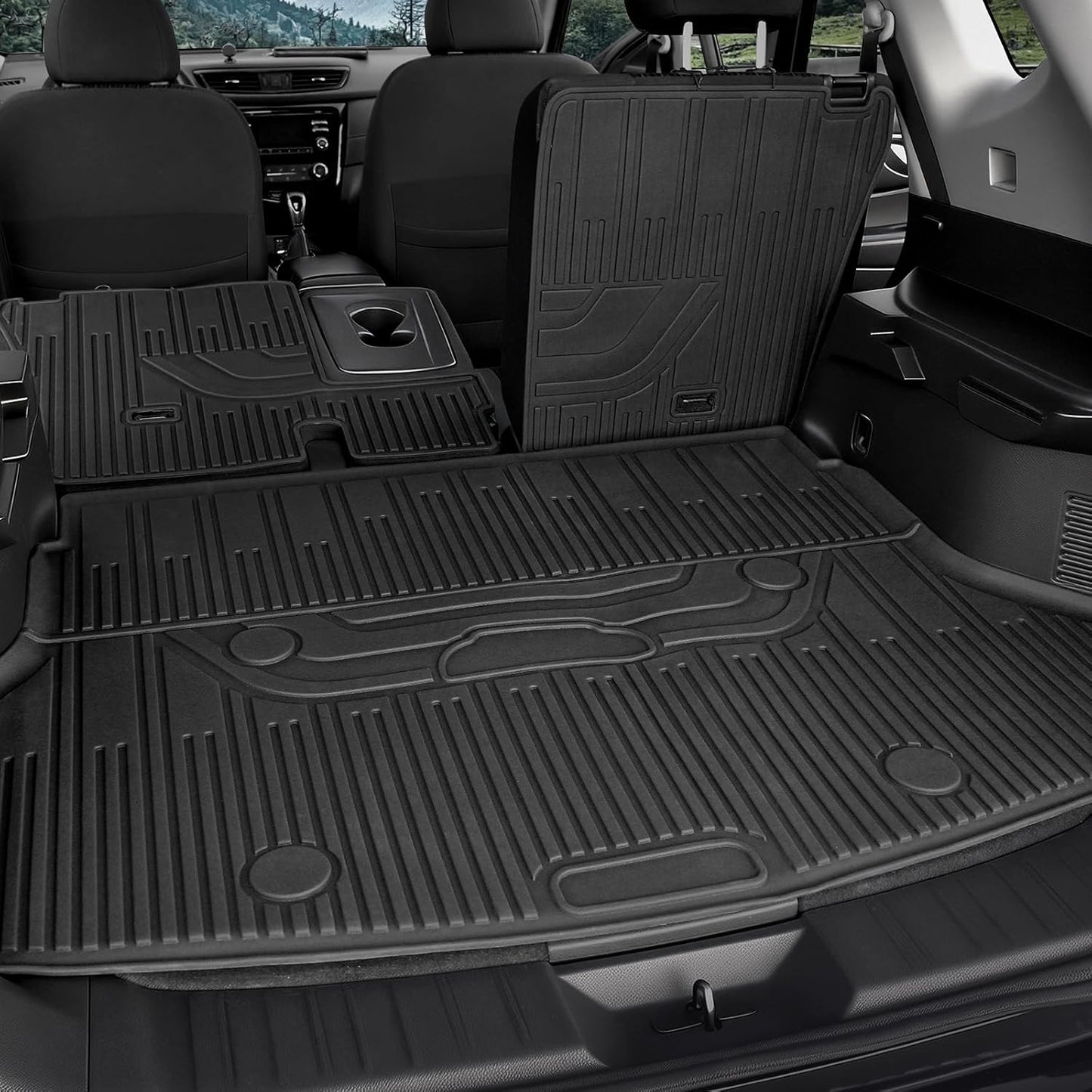 Floor Mats for Nissan Rogue 2014-2020, All Weather Floor Mats Trunk Cargo Liner and Door Sill Guards Accessories, Full Coverage Set (Not for Sport)