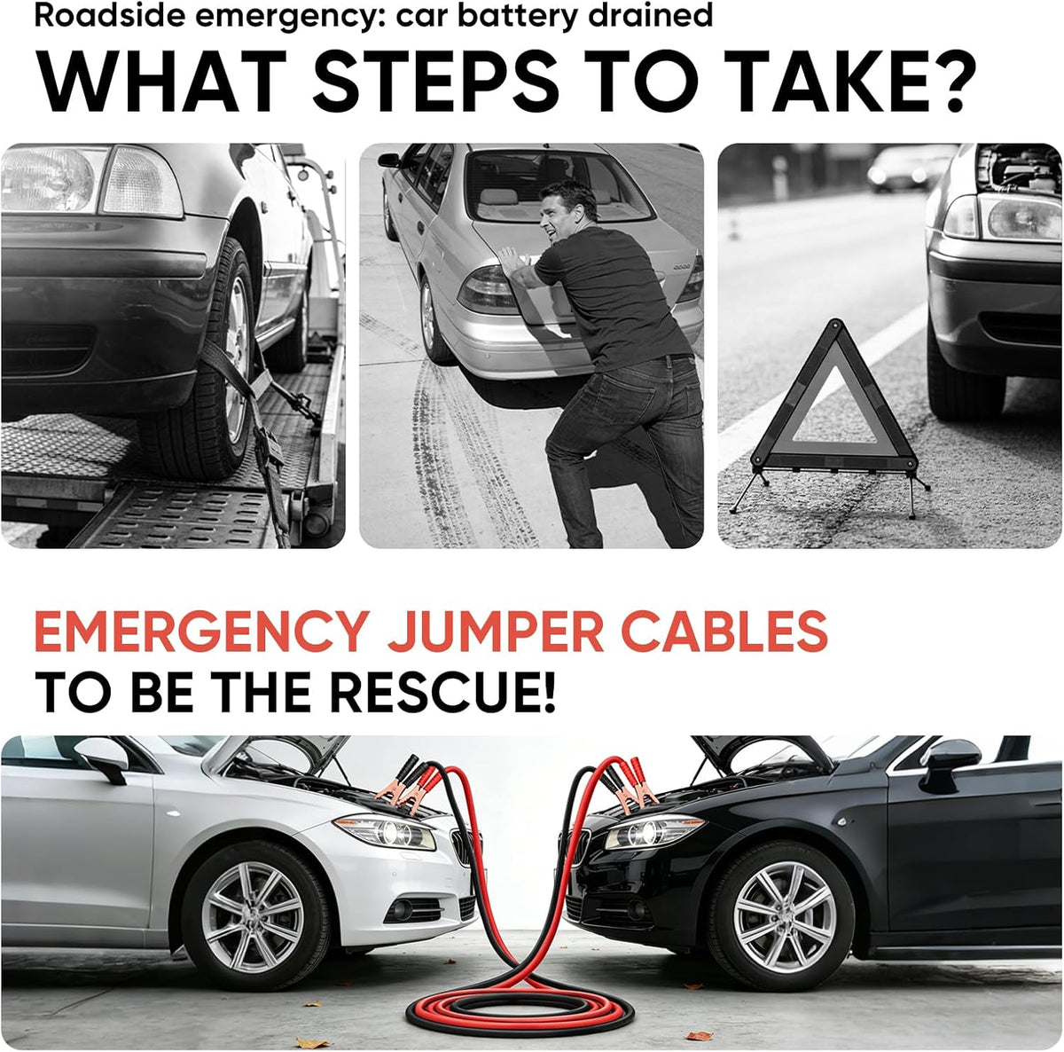 NOONE Jumper Cables for Car Battery, Heavy Duty Automotive Booster Cables