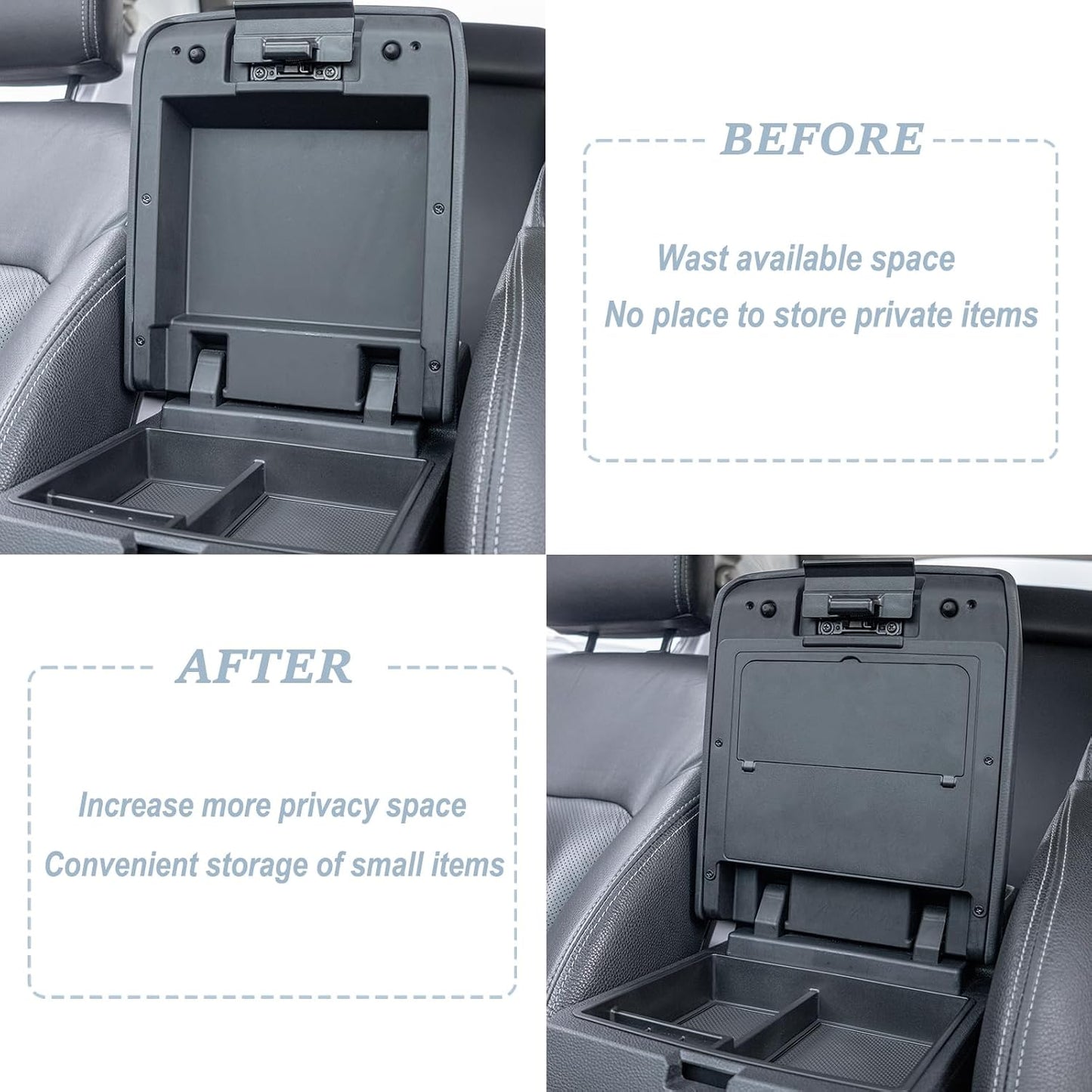 JKCOVER 2PCS Center Console Hidden Box Organizer Tray Compatible with 2024 2025 2026 Toyota Tacoma Accessories Armrest Secret Compartment And Armrest Tray Organizer