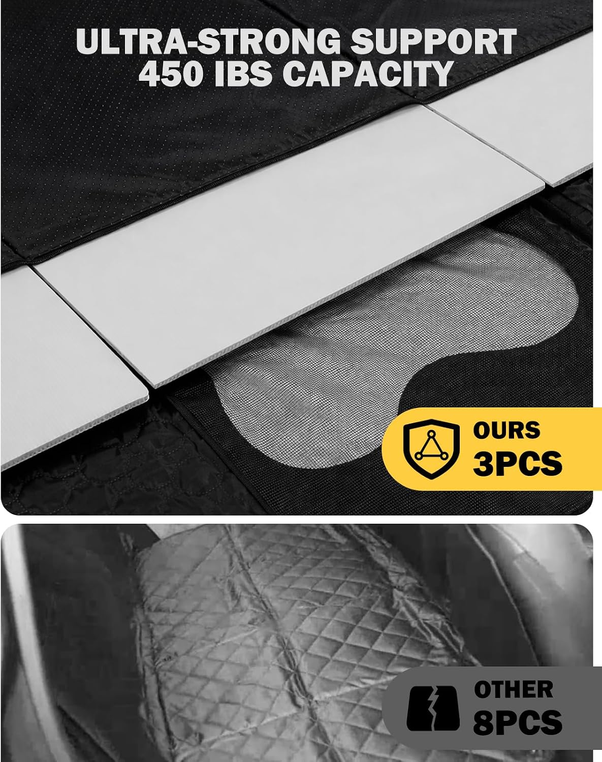 Back Seat Extender for Dogs, Waterproof Dog Car Seat Cover for Back Seat with Hard Bottom, Upgraded Material, Anti Scratch, Easy to Use and Clean, Holds 420lbs