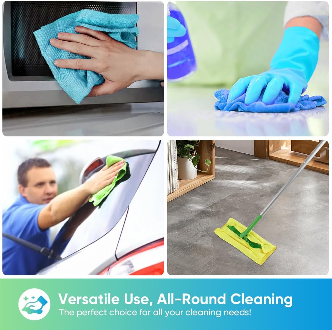 HOMEXCEL Microfiber Cleaning Cloth 100 PK, Towels for Cars, Cleaning Rags