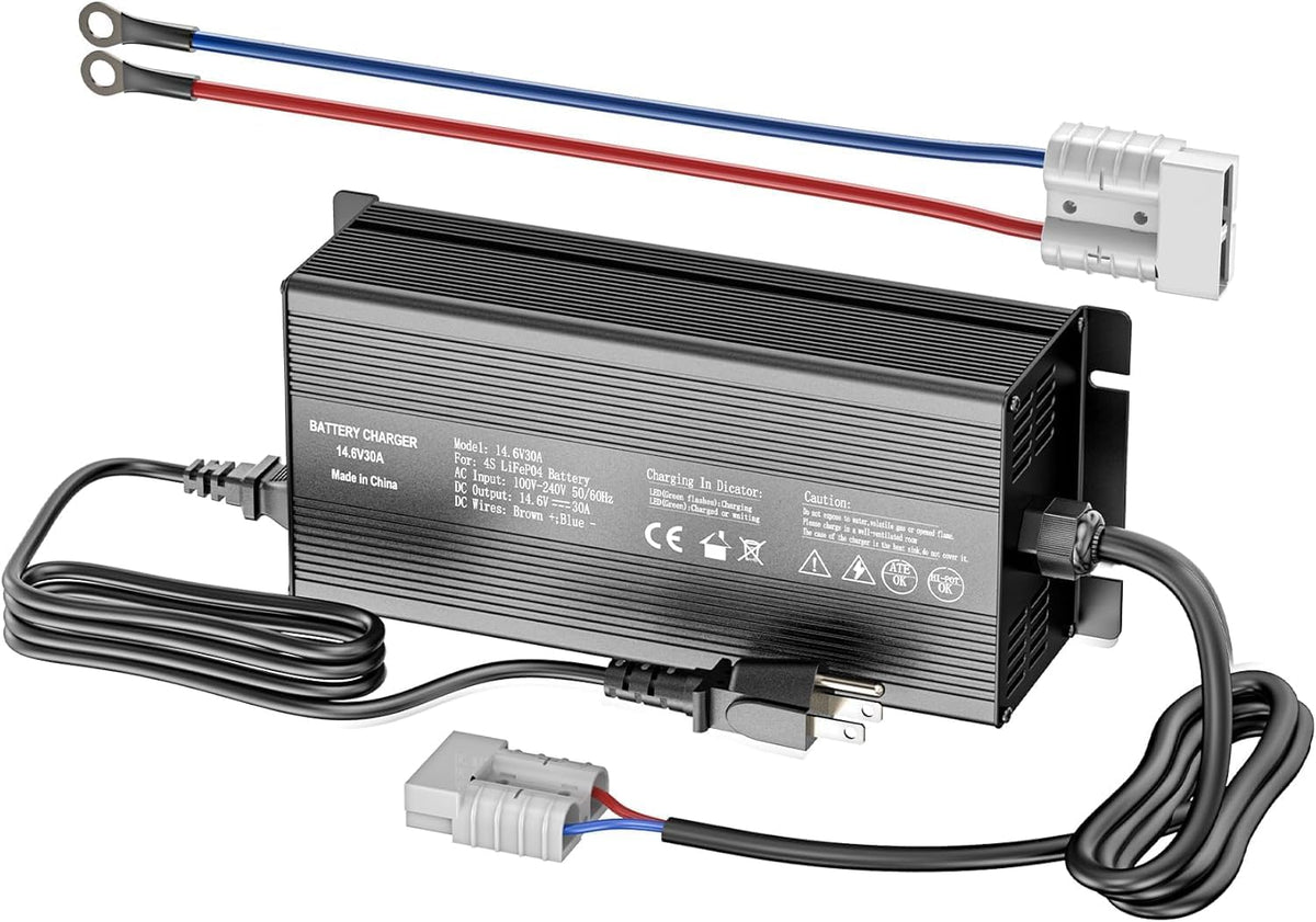 29.2V 20A Lithium Battery Charger, LiFePO4 Battery Charger AC-DC Smart Charger with Anderson Connector LED Indicator Special for 24V/25.6V Deep Cycle Rechargeable Batteries of Car, Truck, Boat, RV