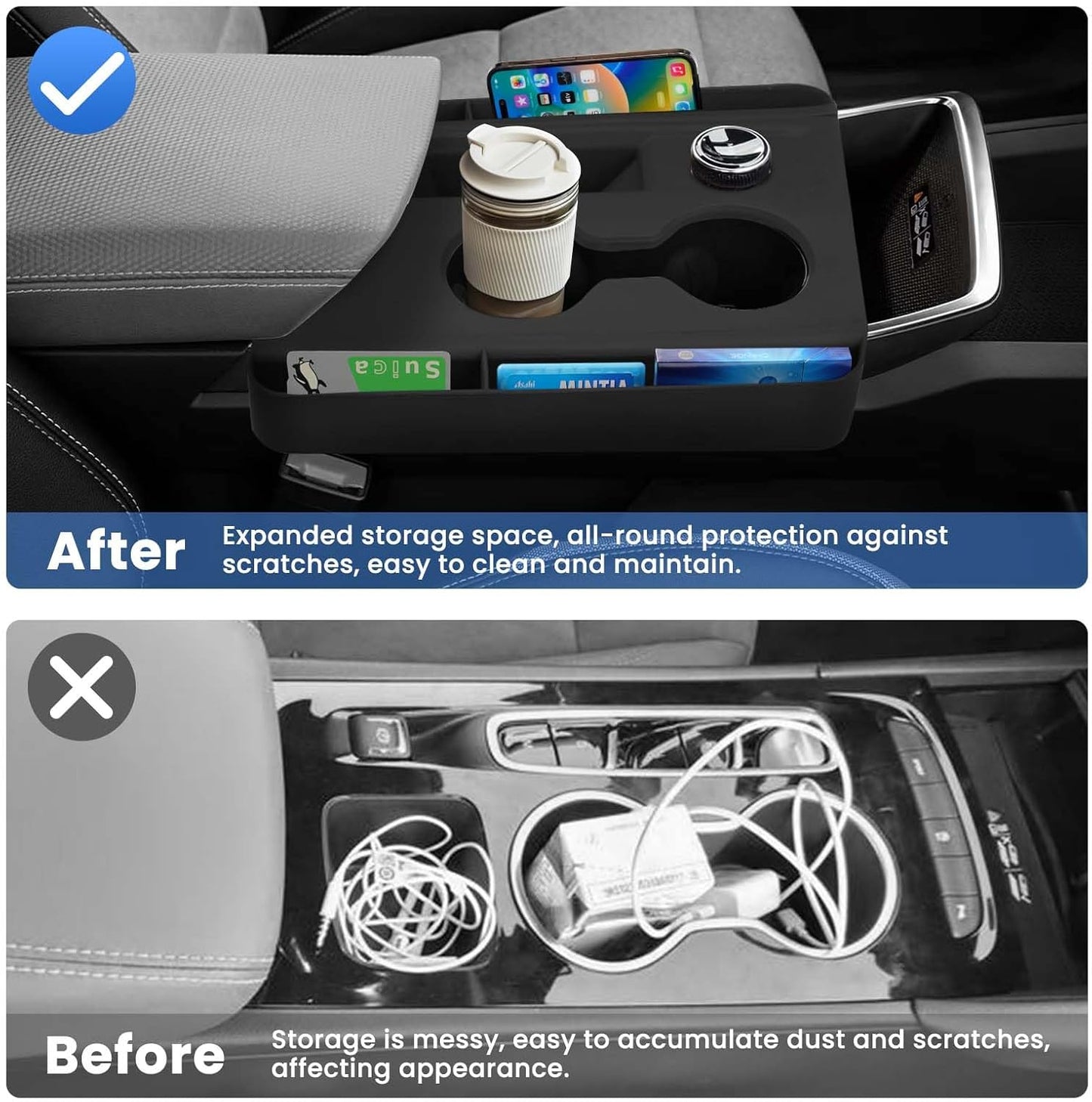 Autorder Silicone Center Console Organizer for 2025-2026 Chevy Chevrolet Equinox Accessories Anti Scratch Protective Pad Cover Storage Box Silicone Shift Panel Trim Cover(Not for Equinox EV)