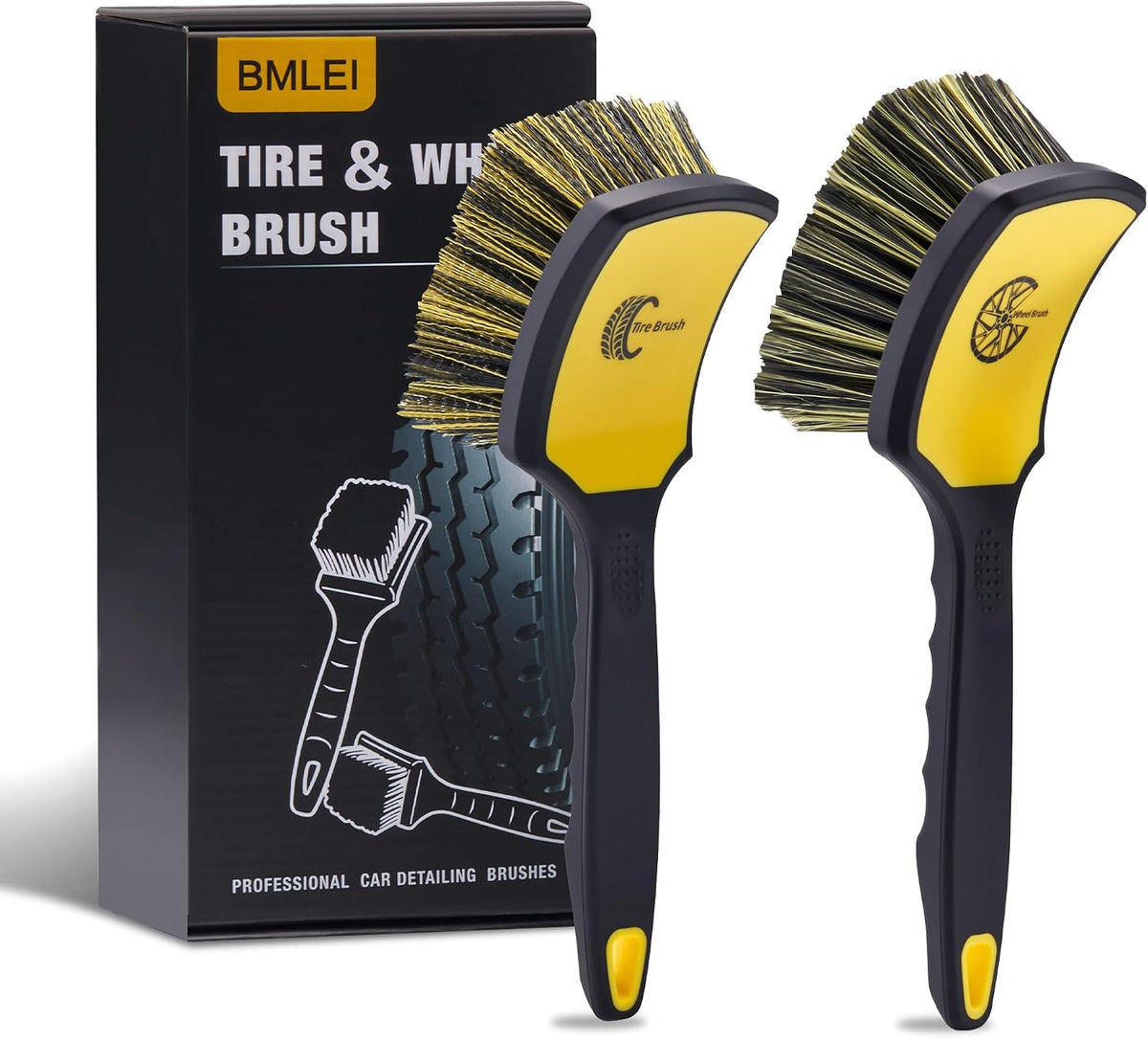 BMLEI Wheel & Tire Brush Set, 2 Pack Car Wheel Brush & Tire Cleaner Brushes