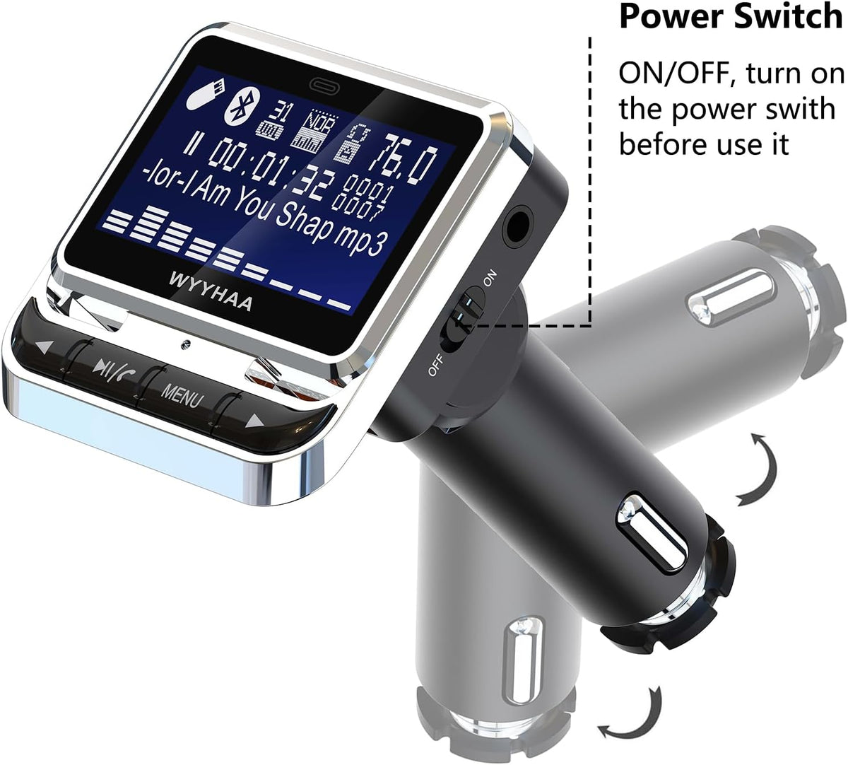 Bluetooth FM Transmitter for Car, Wireless Radio Adapter, 38W [PD 20W + QC 3.0], Handsfree Auto Kit with Remote Control, MP3 Music Player Support Siri Google Assistant U Disk/TF Card/Aux