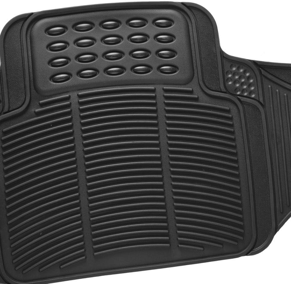 BDK Heavy Duty Rugged Ridged Complementary Rubber Rear Floor Mats Liners, All Weather Protection, Designed for Trucks Cars Sedan SUV