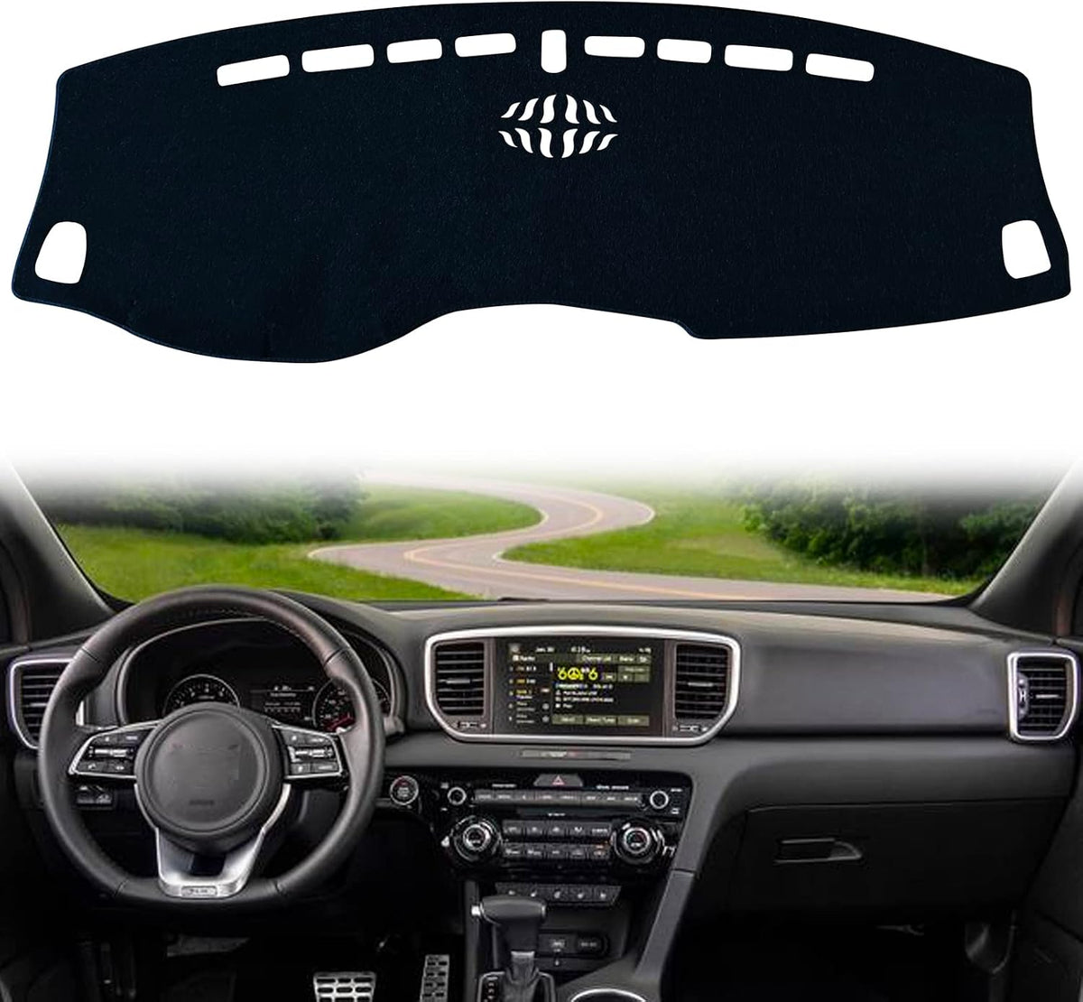 Dash Mat Cover Custom Interior Center Console Compatible with Kia Sportage SUV 2017 2018 2019 2020 2021 2022 Dashboard mat Covers Accessories (Red Trim)