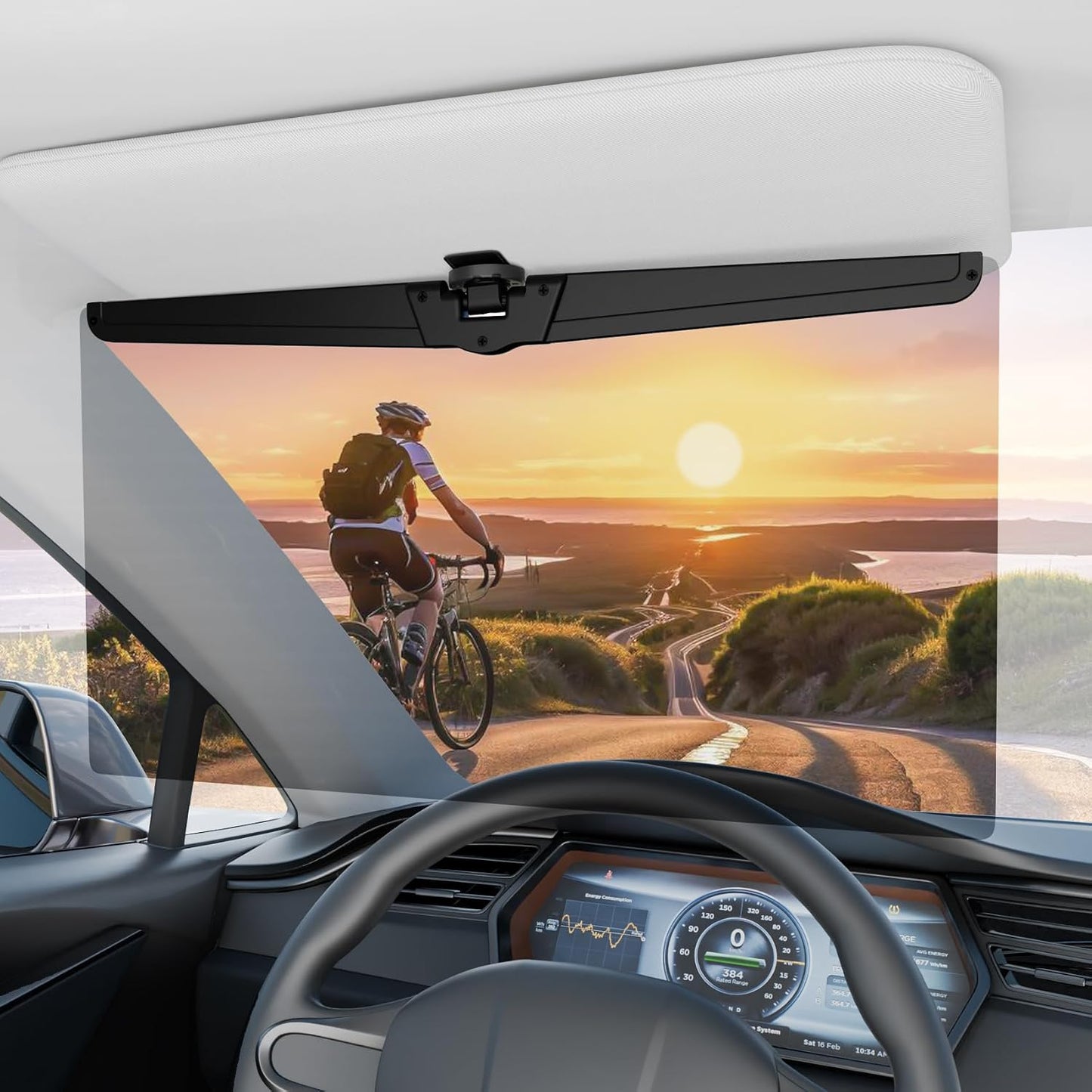 Veharvim Sun Visor Extender for Cars, Polarized Car Visor Extender Sun Blocker UV400, Adjustable Visor Extension, Clip on Sun Visor for Car, Universal, Glare, UV Protector