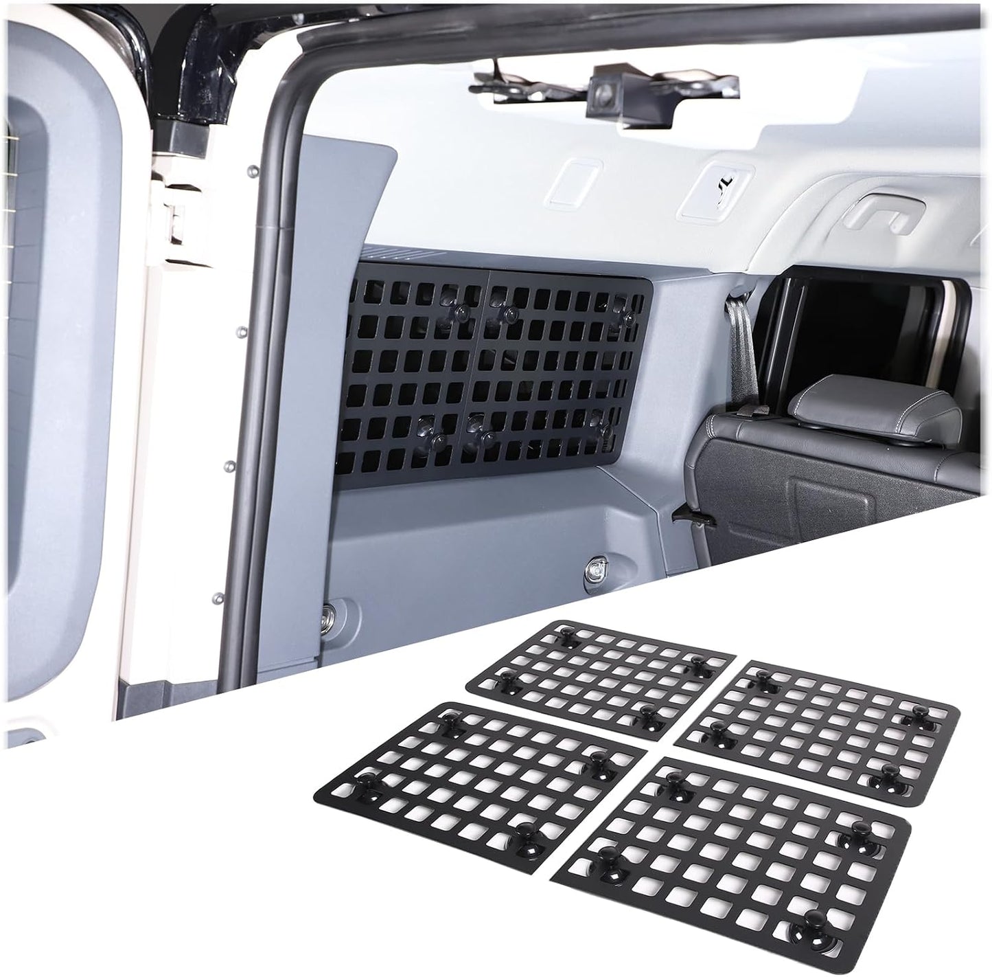 Rear Window Modular Shelf Shelf Interior Luggage Rack Compatible with Ineos Grenadier 2020-2024, Trunk Bag Rack Storage Panel Storage Rack Both Sides of Rear Door (with Suction Cup)
