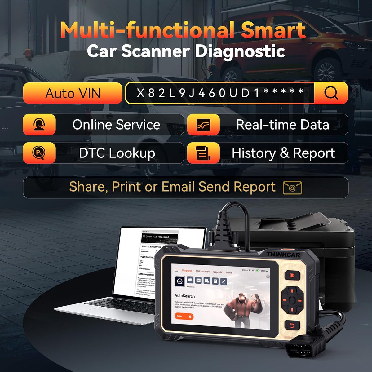 THINKCAR THINKSCAN 662 OBD2 Scanner,Car Diagnostic Tool with Bidirectional Active Test,Car Scanner Engine ABS SRS Transmission,Scanner for Car with 12 Reset,CAN FD & FCA SGW,Lifetime Free Update