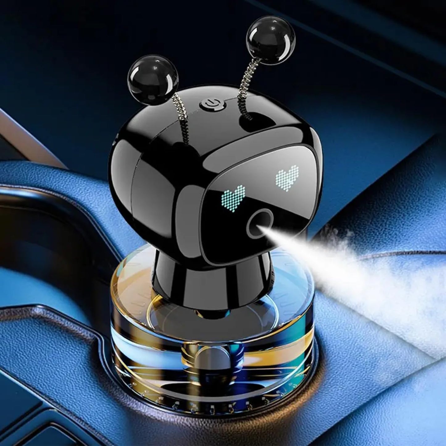 Robot Intelligent Aromatherapy Machine, Smart Cute Robot Car Air Freshener - Fine Spray/Fillable/Four-Gear Adjustment/Vibration Sensing/On-Off/Large Capacity Long-Lasting Fragrance/Black-V2(Cologne)