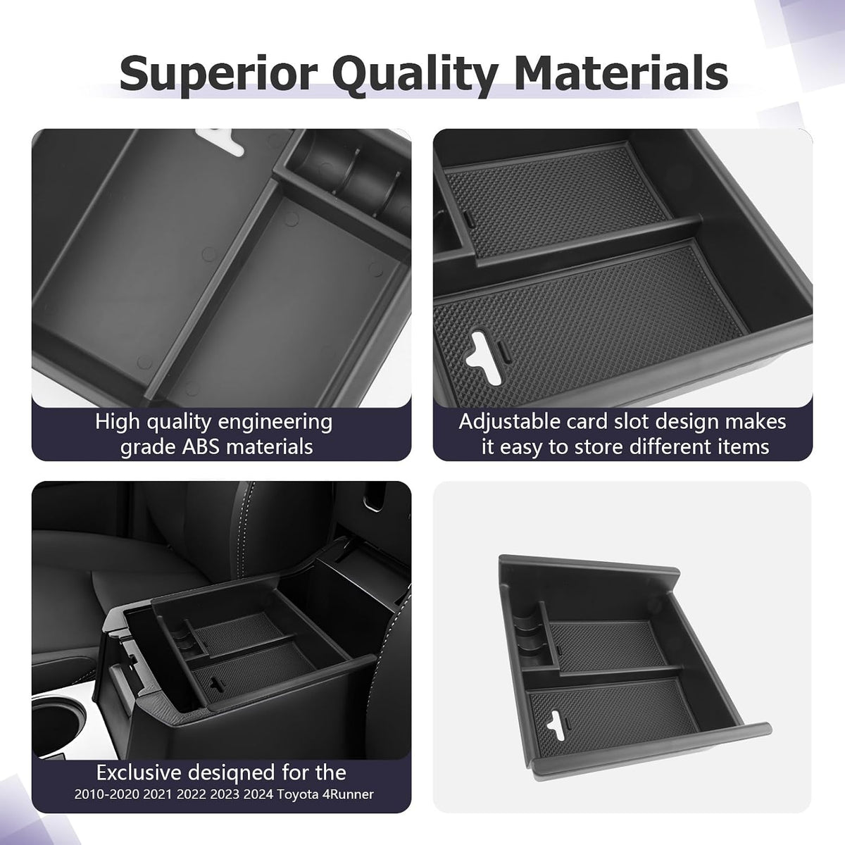 LUWU Center Console Organizer Tray Compatible with 2020-2025 2026 Kia Telluride/2010-2021 2022 2023 2024 Toyota 4Runner Accessories Armrest Console Organizer Armrest Organizer Insert Tray Black