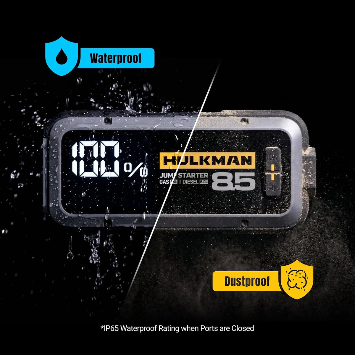 Hulkman Alpha85S,Space Gray, 2000A 74Wh Smart Jump Starter with -40℉ Start Tech, 12V Portable Car Battery Booster, 3.3" LED Display, USB-C Power Pack, Jumper Cables for up to 8.5L Gas/6.0L Diesel