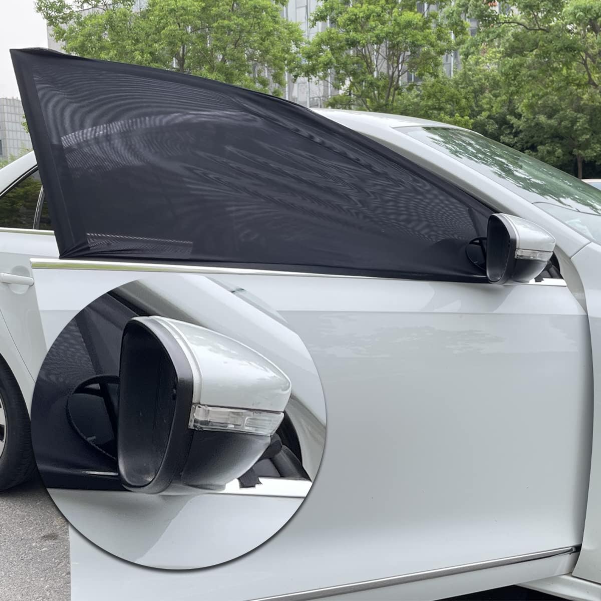 2Pack Front Car Window Screen Mesh Cover up to 40", Sunshade Anti-UV Rays, Privacy Shade Car Camping Net for Ventilation