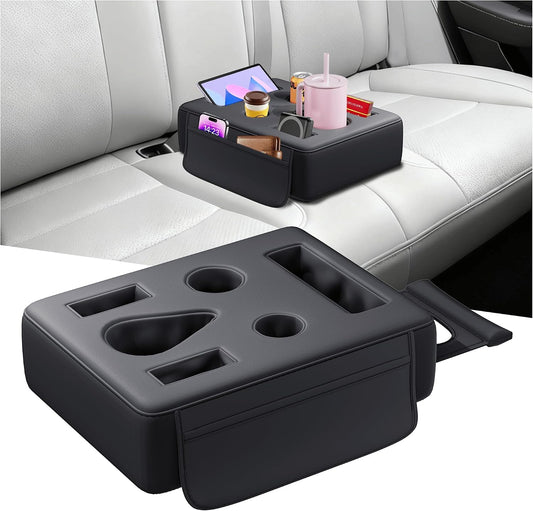 2026 Upgraded Car Cup Holder, 8 in 1 Back Seat Cup Holder for Car, PU Leather Backseat Organizer Car Cupholder Expander Tray for Trucks SUVs RVs Center Console Couch, Holds Drinks Food Phone