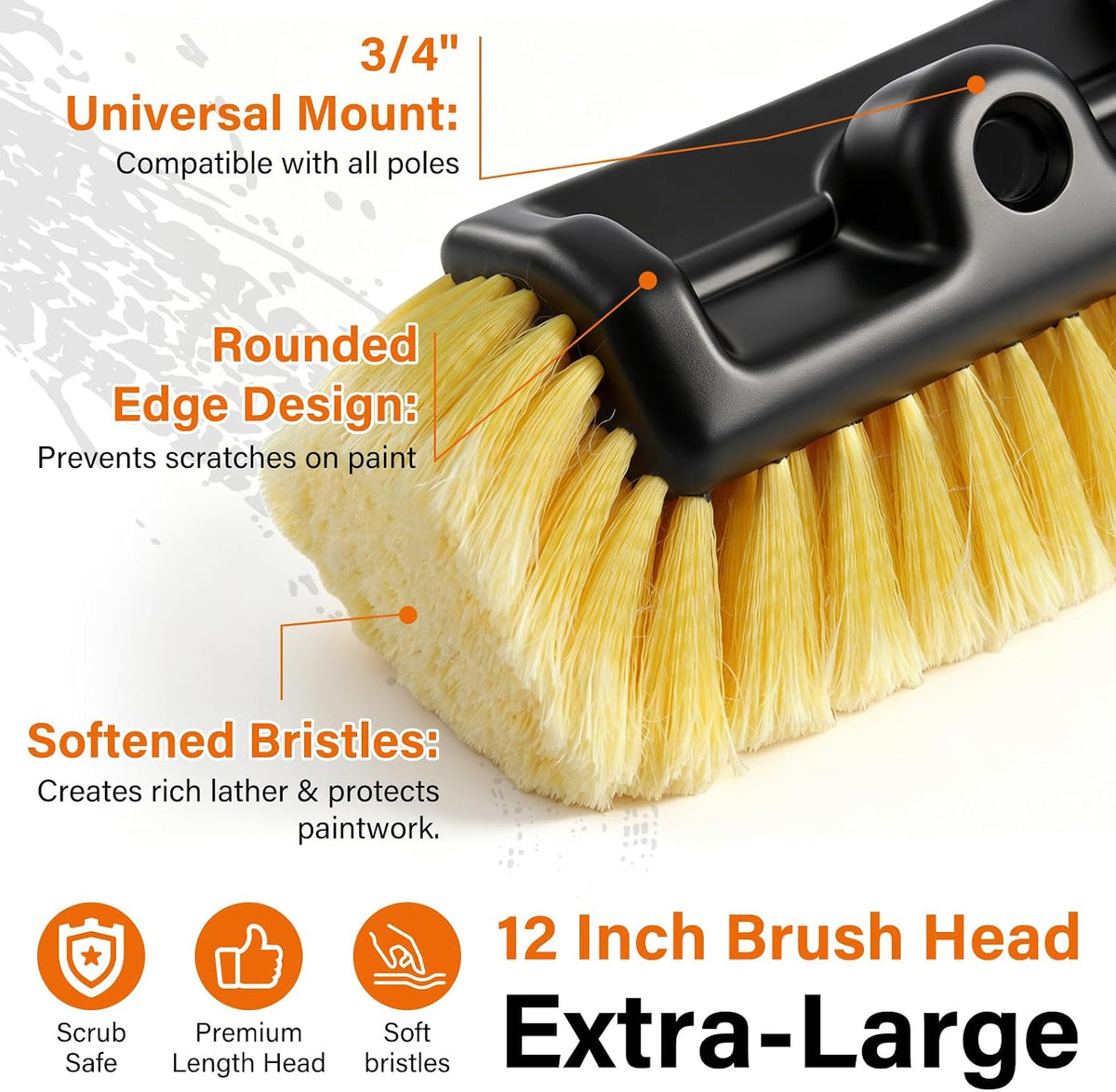 12FT Car Wash Brush with Long Handle,Car Clean Kit with 12in Soft Brush
