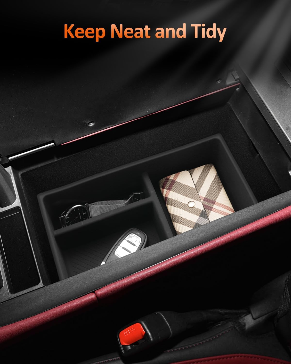 CDEFG Dual-Layer for 2022-2026 Lexus NX Center Console Organizer Tray- NX 2nd Generation (NX 250, NX 350, NX 350 F Sport Handling) Accessories Silicone Armrest Storage Middle Console Insert