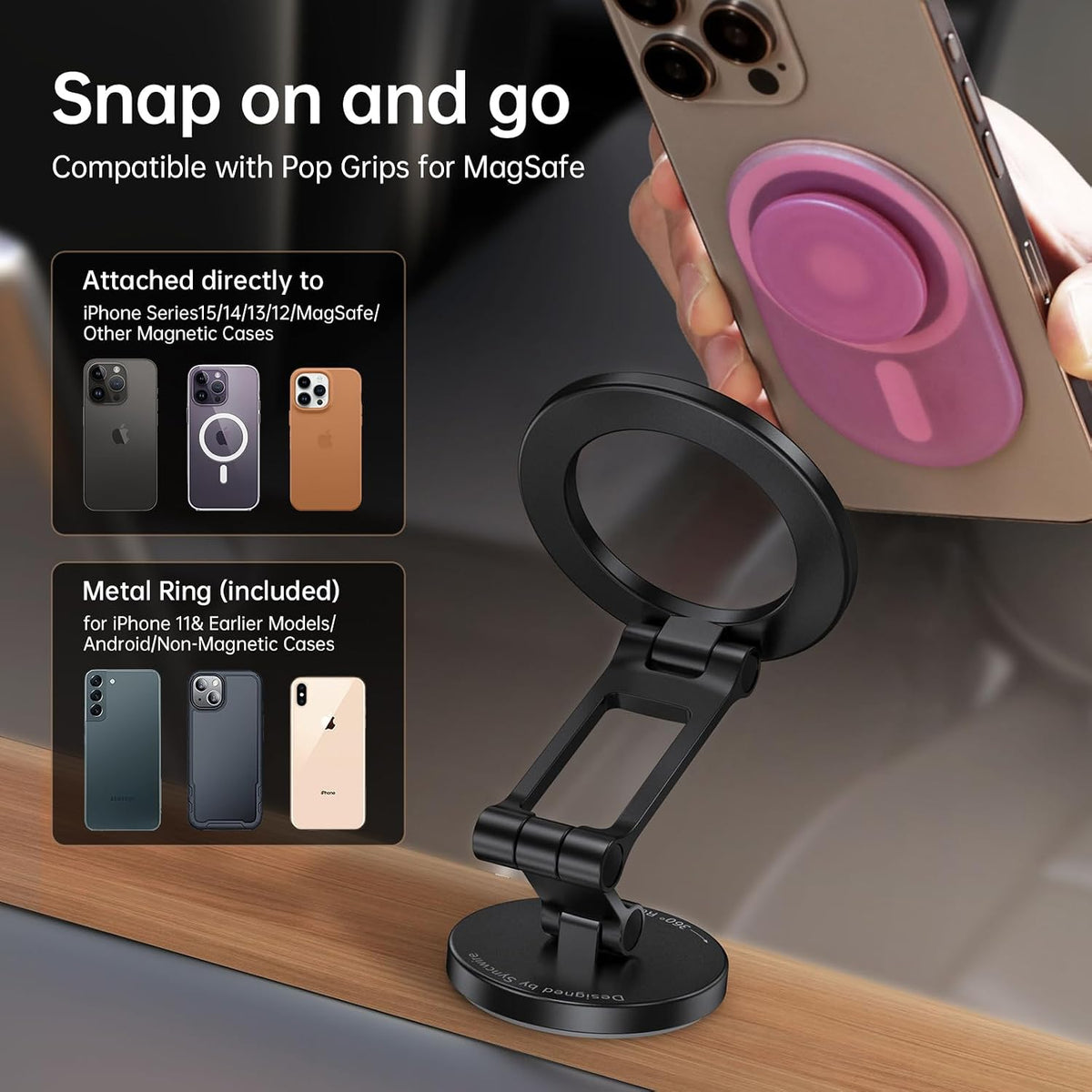 SYNCWIRE Fits MagSafe Car Mount Magnetic Phone Holder for Dash and Tesla