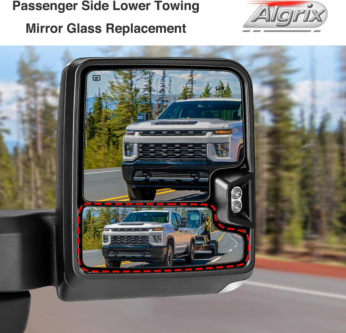 Passenger Side Lower Towing Mirror Glass for 2019-2025 Silverado Sierra