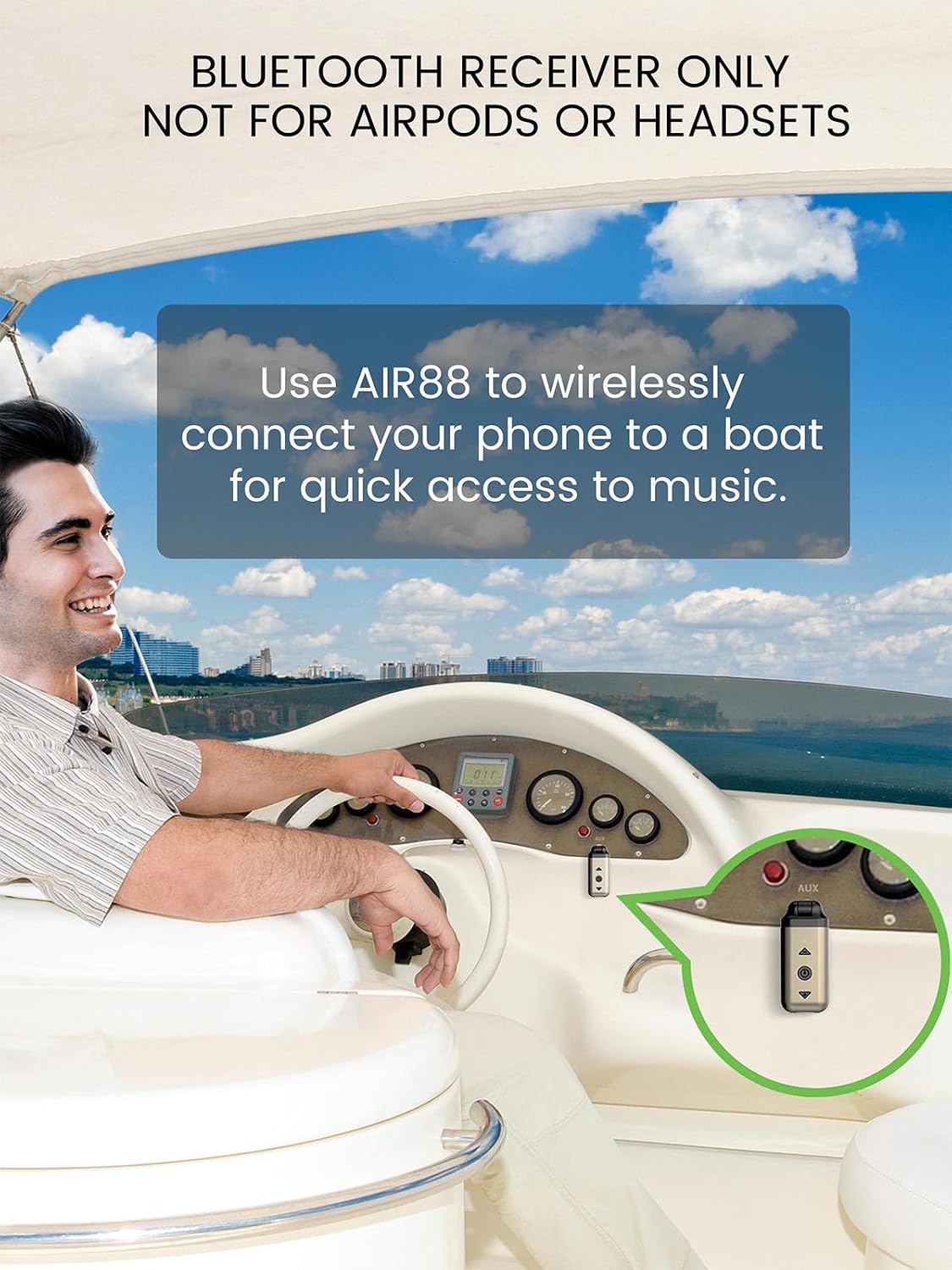 HVMLAK Air88 Bluetooth 5.4 Aux Adapter, 180° Swivel 3.5mm Jack Receiver for Car Home Stereo, Handsfree Calls, 12 Hours Battery, HiFi Sound, Solid Metal Case