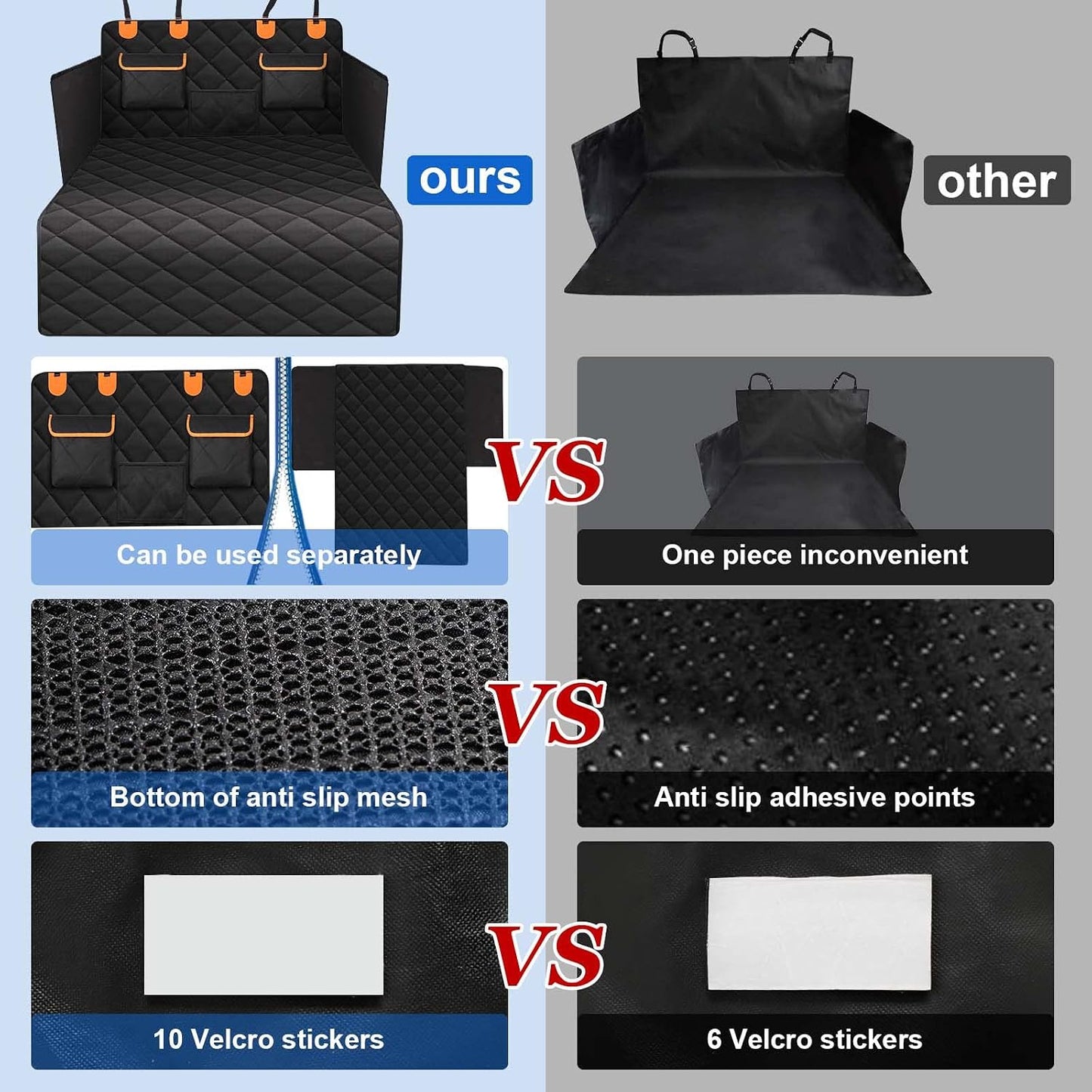 4-in-1 SUV Cargo Liner for Dogs, Non-Slip Water Resistant Pet Trunk Mat with Side Flaps Protector & Back Seat Organizer, Dog Backseat Cover for SUVs Vans