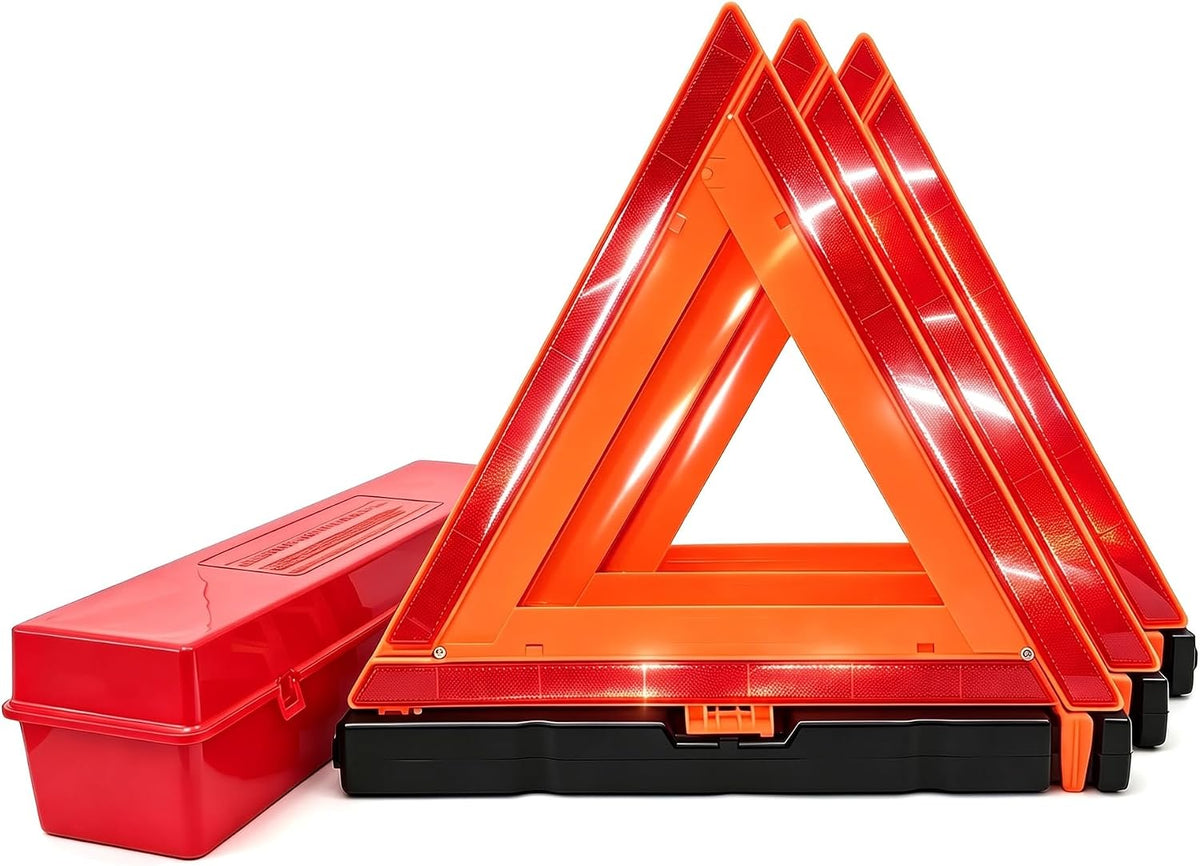 Emergency Reflective Warning Triangle 3-Pack with Case, 17 in
