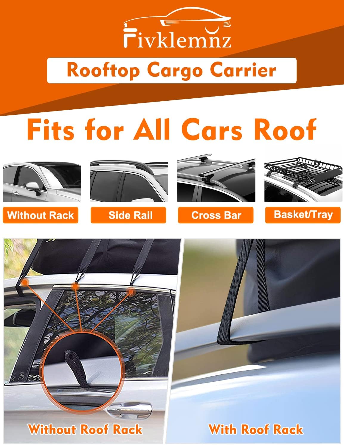 FIVKLEMNZ 21 Cubic Rooftop Cargo Carrier Waterproof Soft Car Roof Bag
