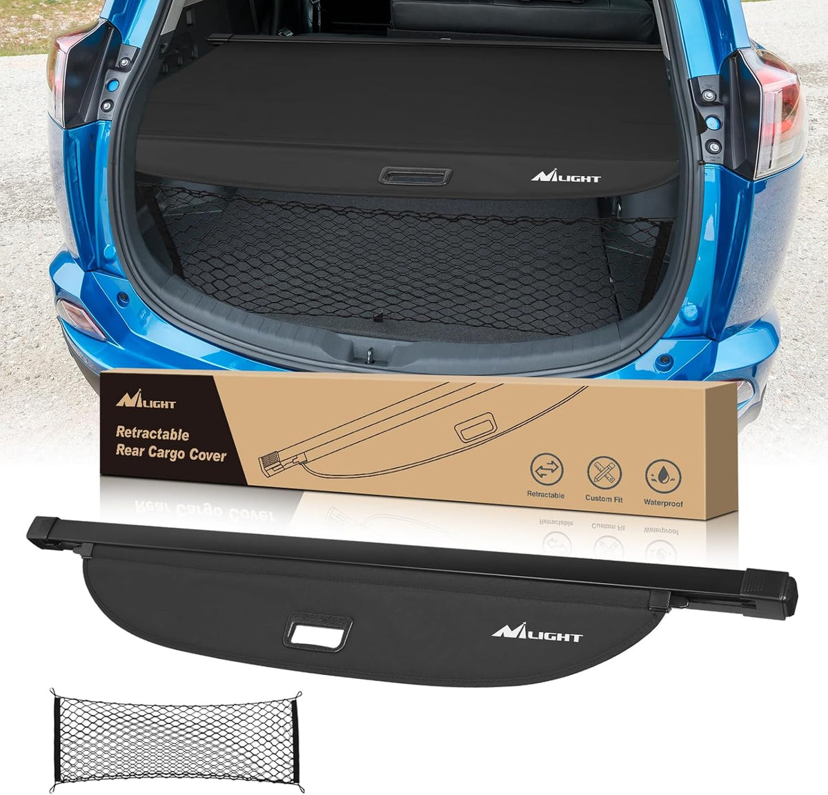 Nilight Trunk Cargo Cover for Jeep Cherokee 2019-2023