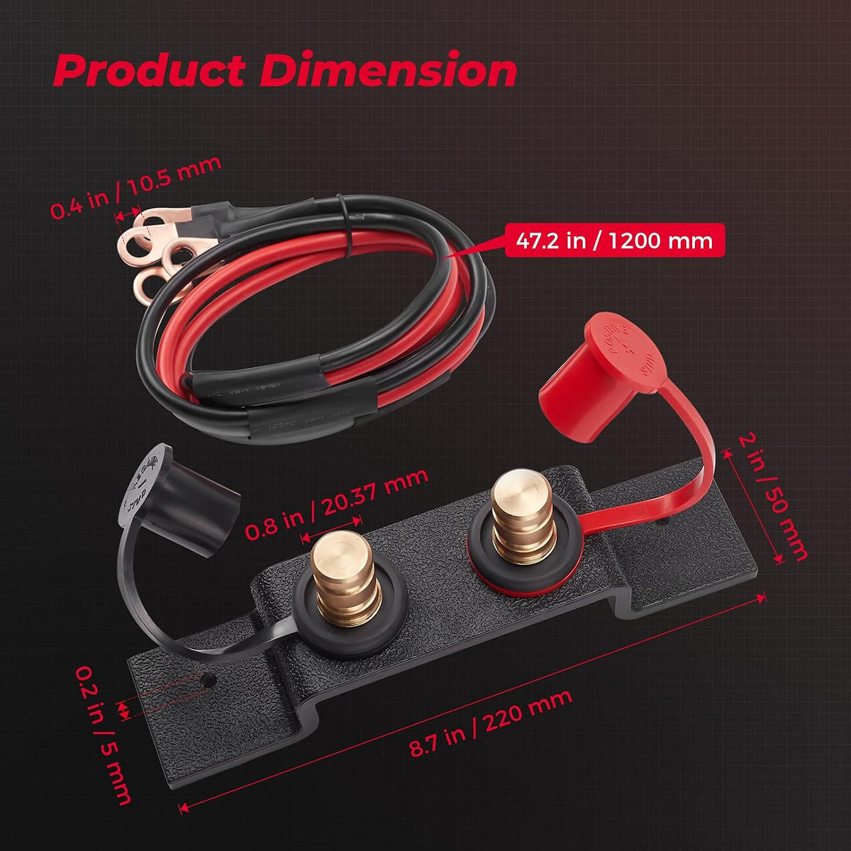 KEMIMOTO UTV Car Battery Jump Post Starter Relocation Kit