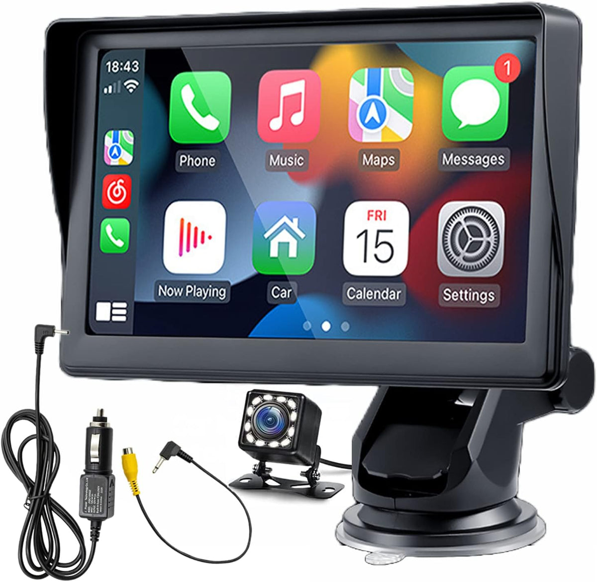 Compatible for Wireless Apple Carplay Android Auto 7 Inch Portable Car Stereo HD TouchScreen Monitor Car Radio with Bluetooth Mirrorlink FM Transmitter AUX/USB/TF Card Port Backup Camera